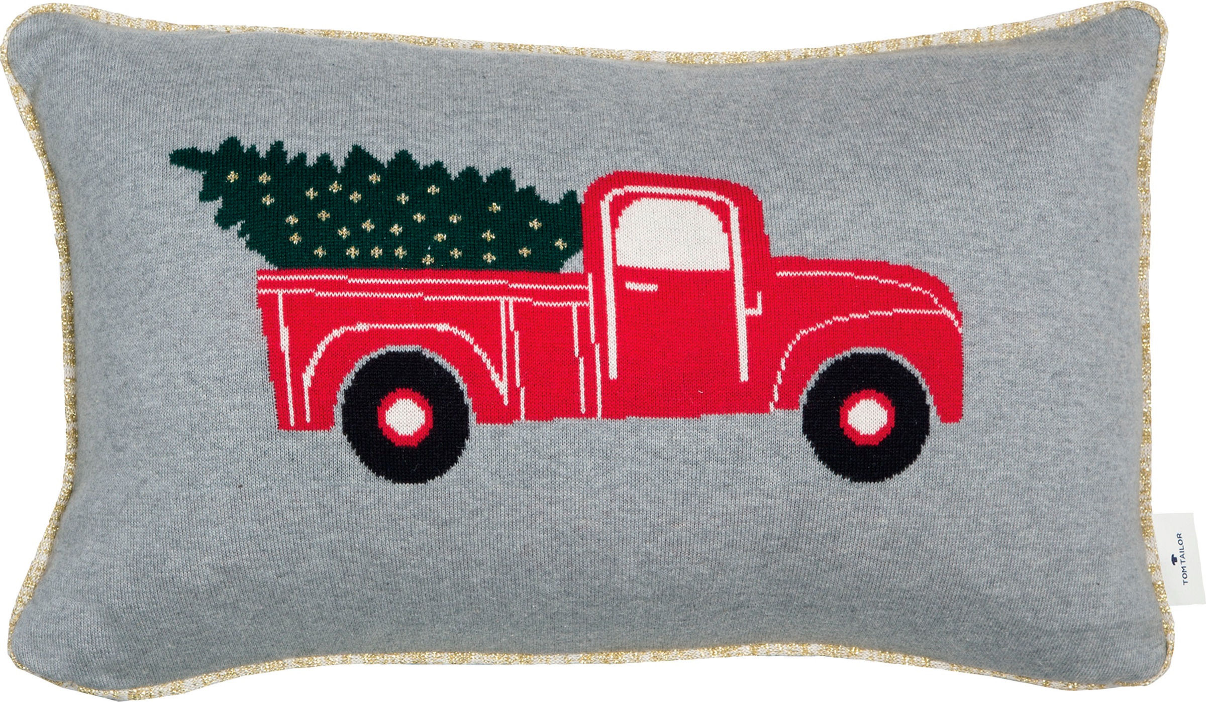 Image of TOM TAILOR Dekokissen »Christmascar«, (1 St.), Gestrickte Kissenhülle mit goldfarbenkeder und Wendefunktion bei Ackermann Versand Schweiz