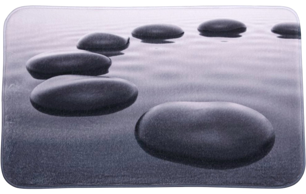 Sanilo Set d'accessoires de salle de bain »Black Stones« bestehend aus WC-Sitz, Badteppich, Stöpsel, Seifenspender, WC-Bürste