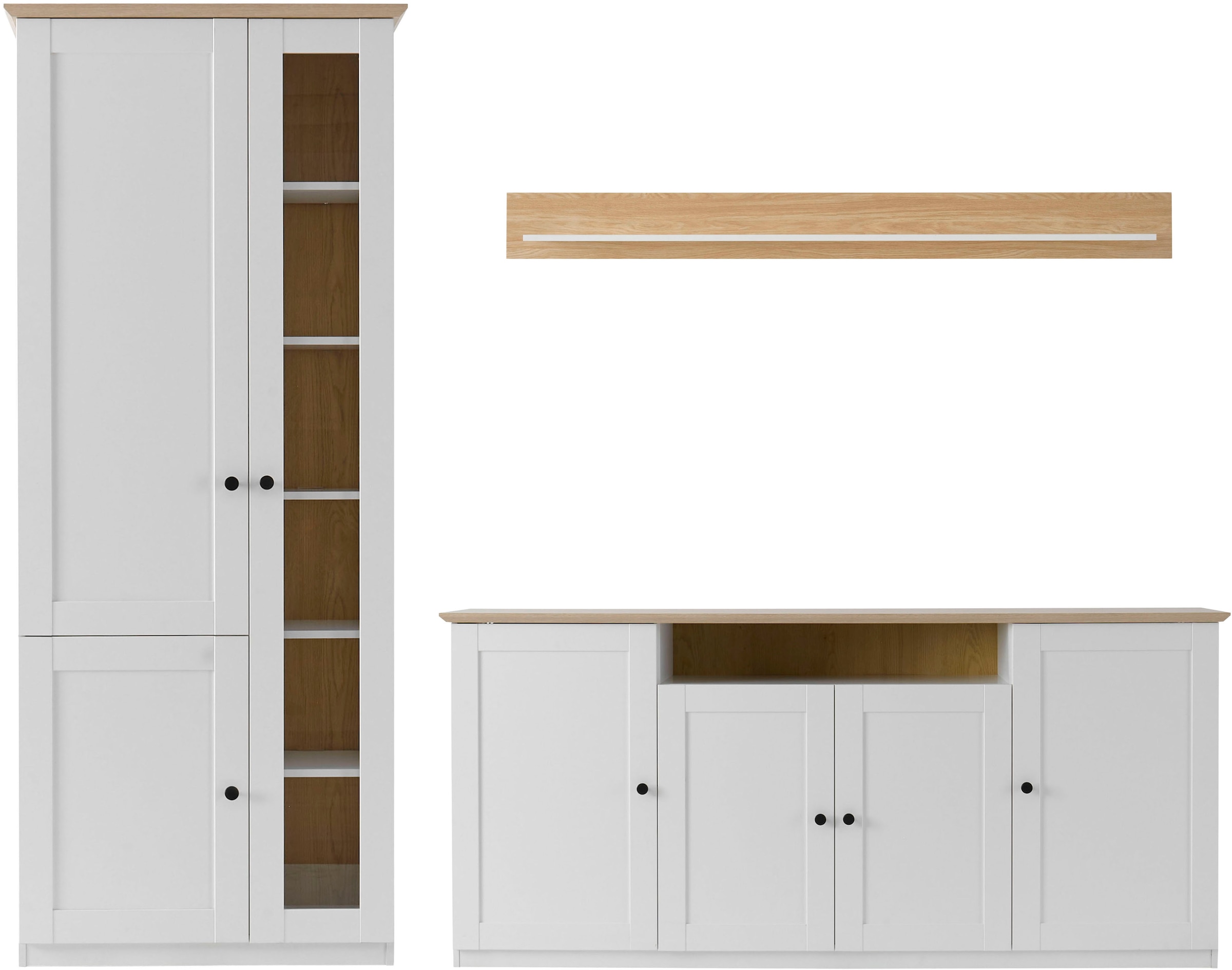 GOODproduct Wohnwand »Brest, Anbauwand im Landhausstil, Komplettset, Wohnzimmer-Set« Set, 3 Stk. tlg.