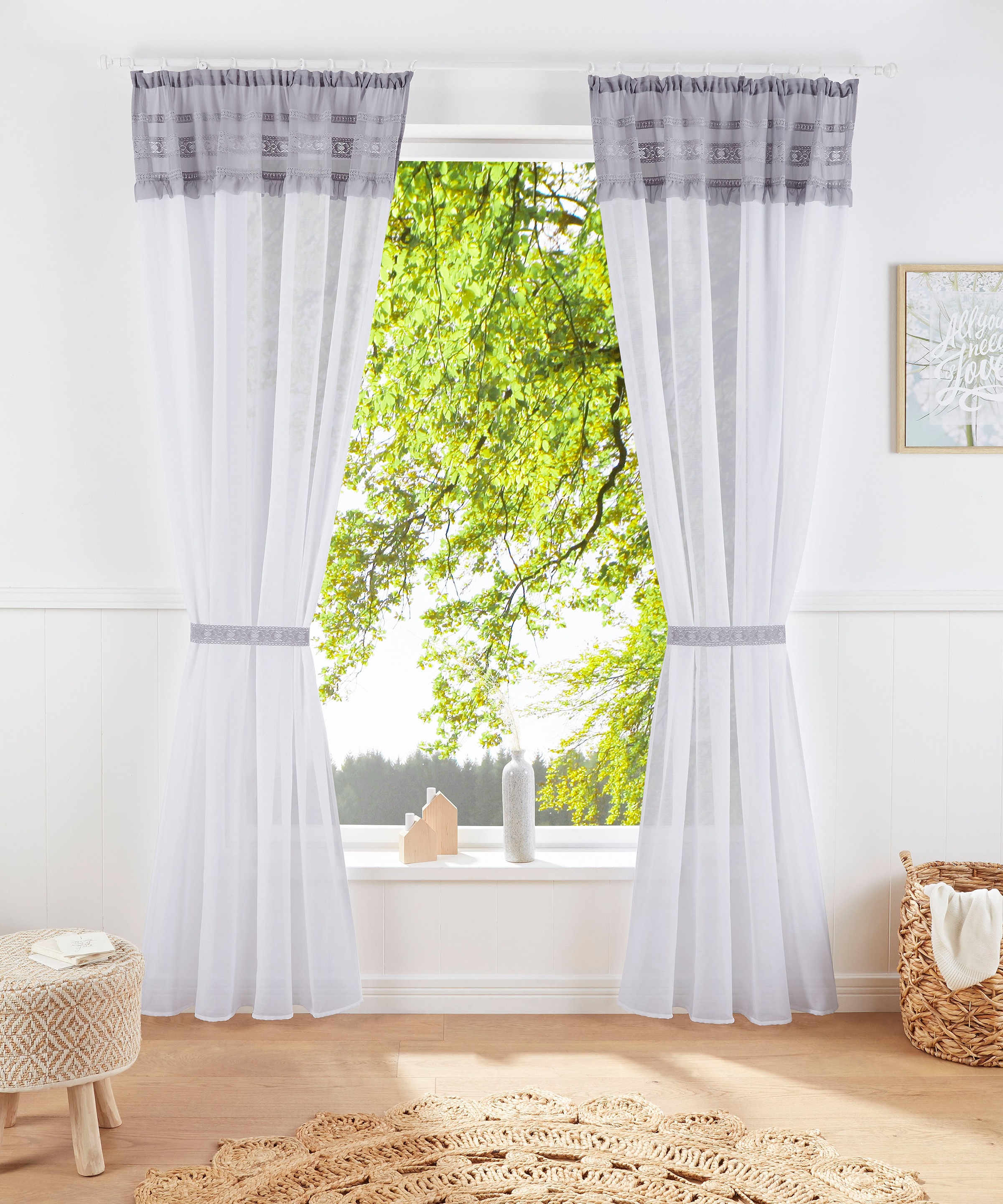 Image of Home affaire Gardine »Lisa«, (1 St.), halbtransparent, Baumwolloptik, gewebt bei Ackermann Versand Schweiz