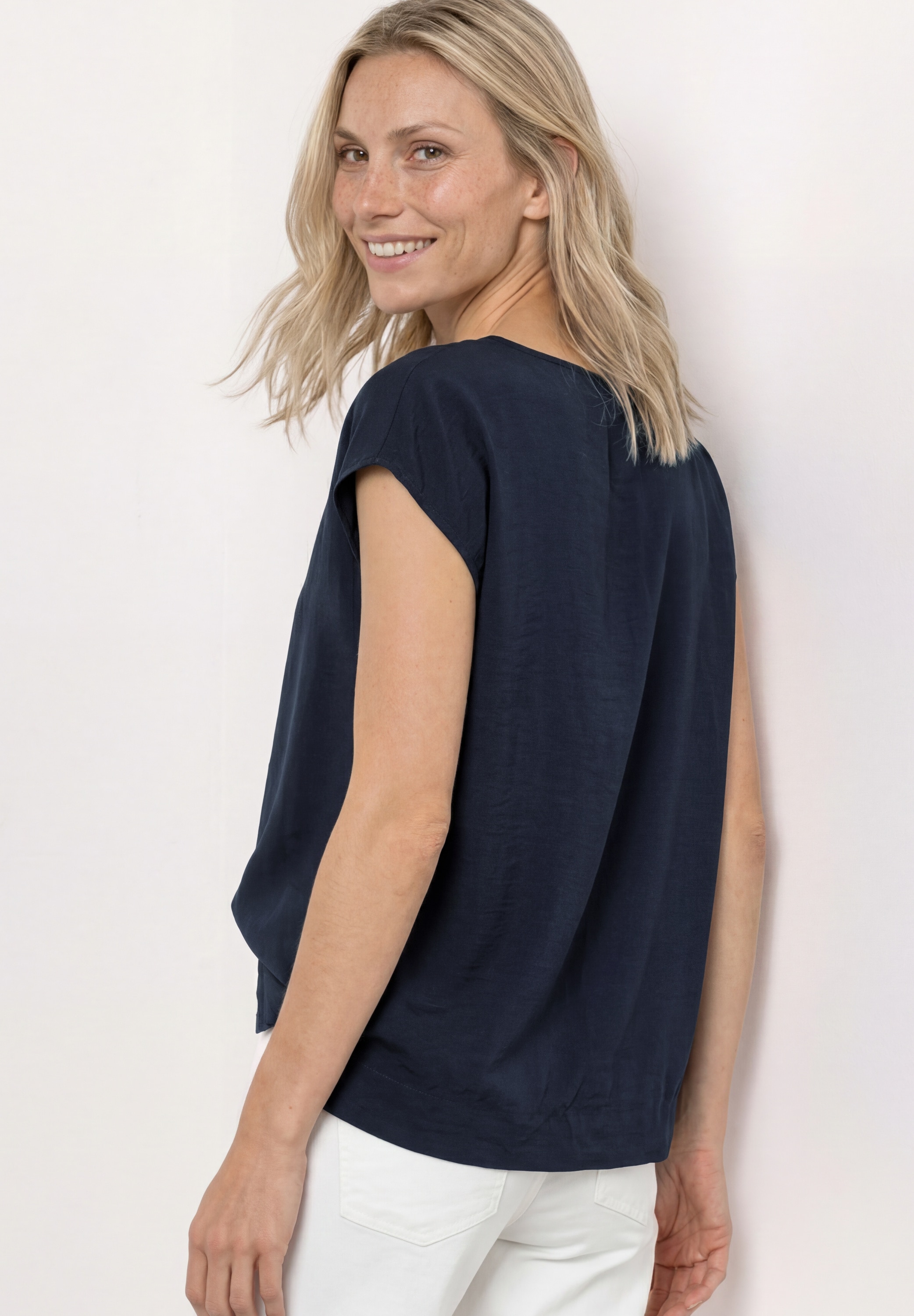 STREET ONE Kurzarmbluse Sommershirt mit Rundhals