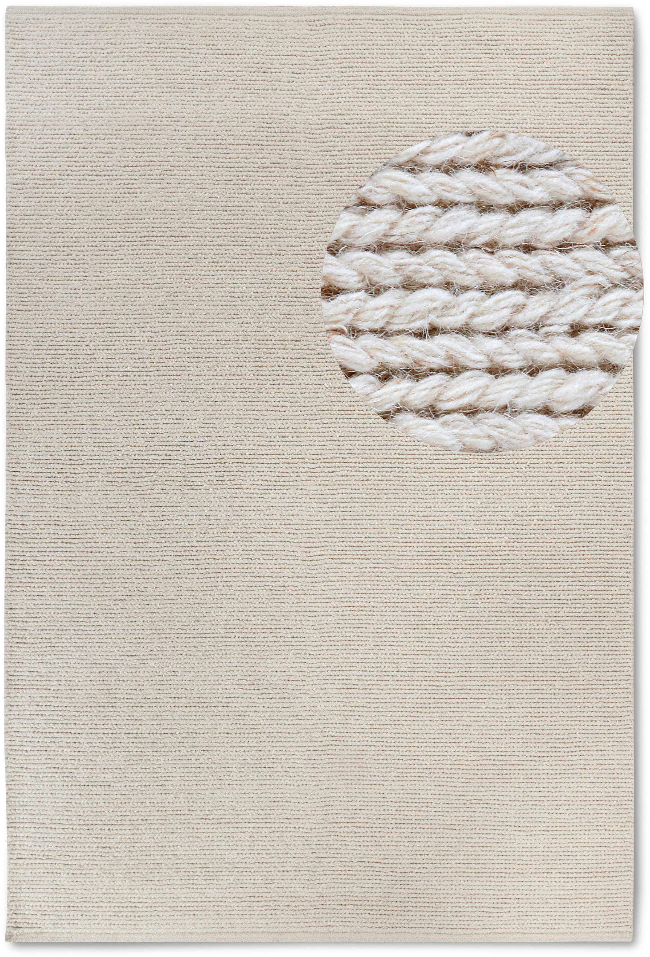 THE RUGS Villeroy & Boch 1748 Francois Handmade Wool Rug Soft Dense Pile in White | Size: 60cm x 90cm