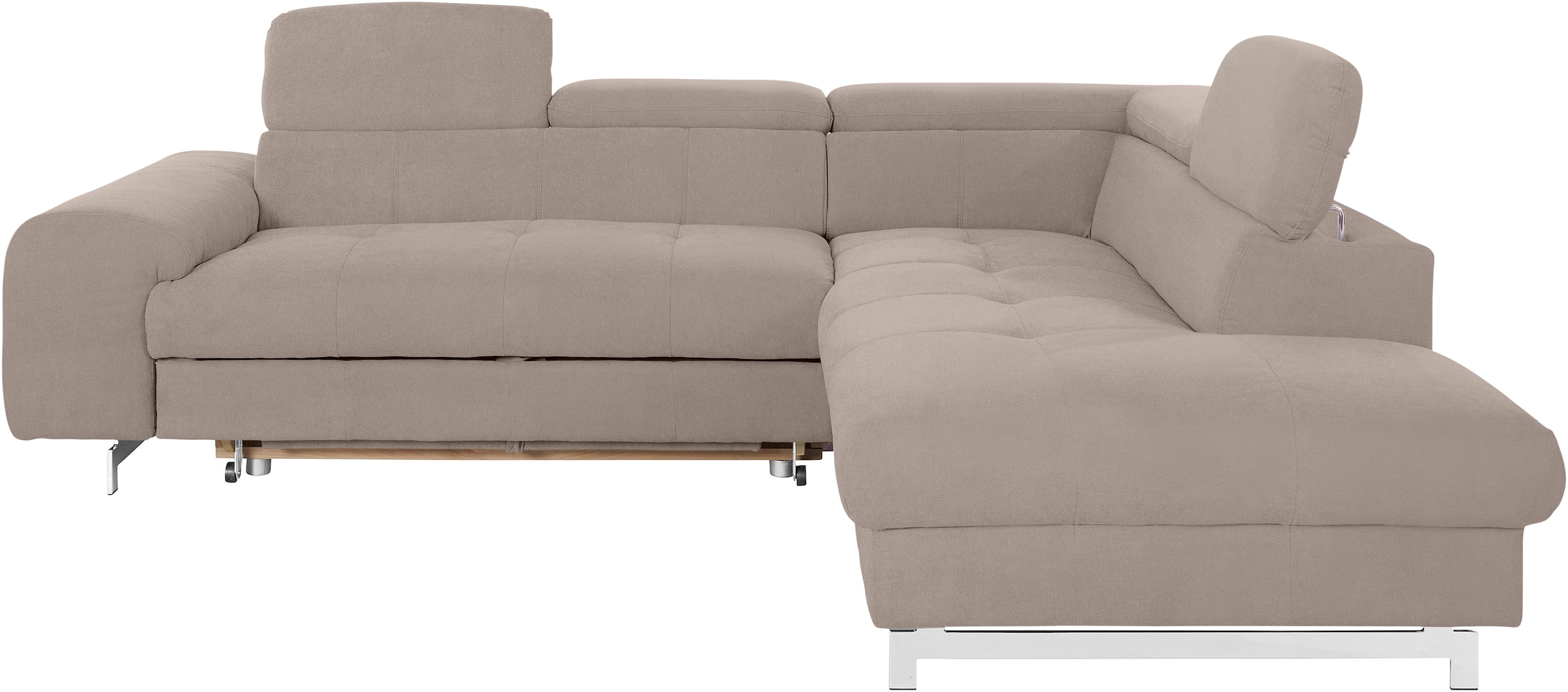 COTTA Ecksofa »Chef L-Form«, mit Kopfteilverstellung, edle Metallkufen, wahlweise mit Bettfunktion
