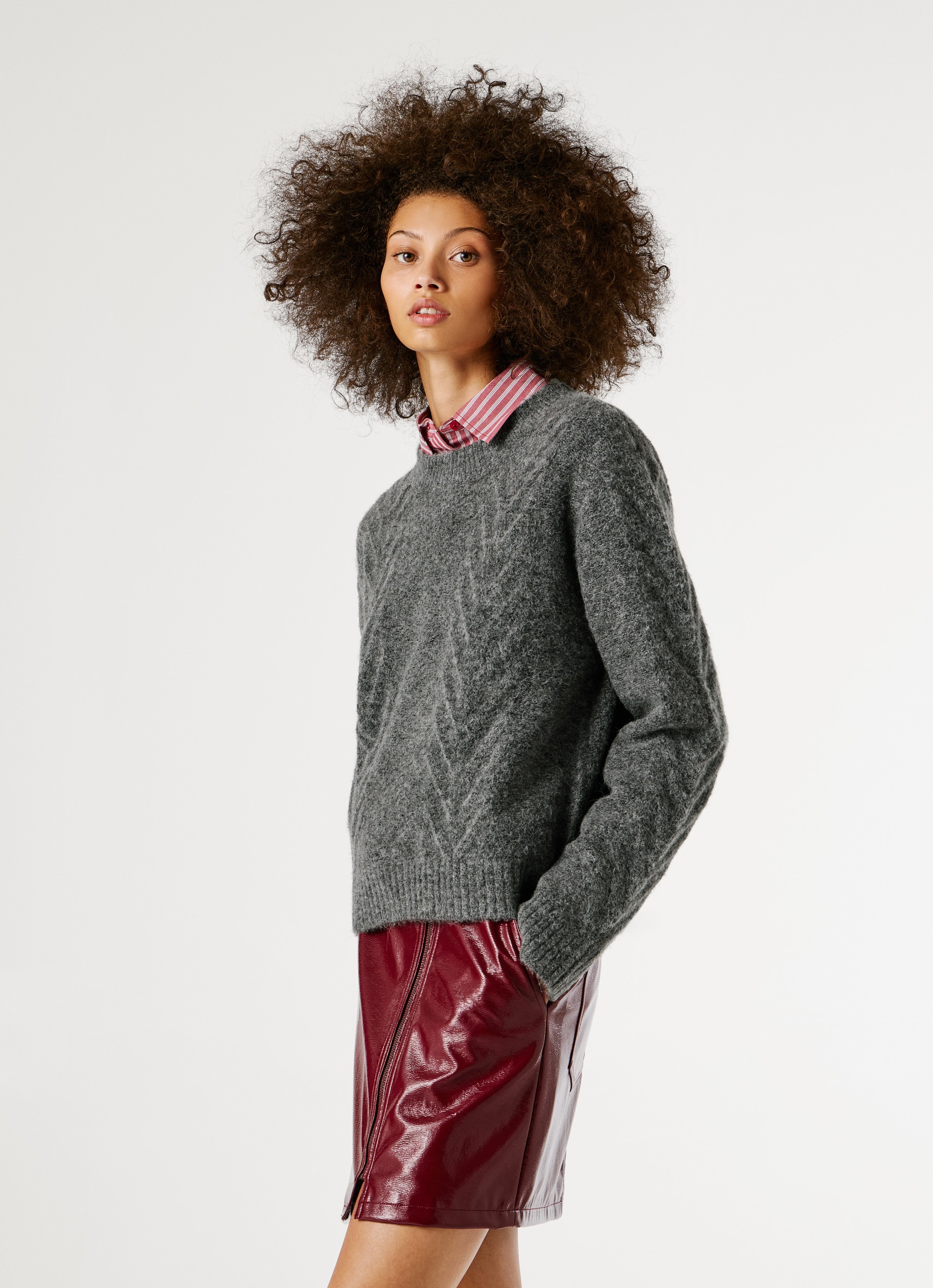 Pepe Jeans Pull en tricot mit Zopfmuster und Woll-Anteil