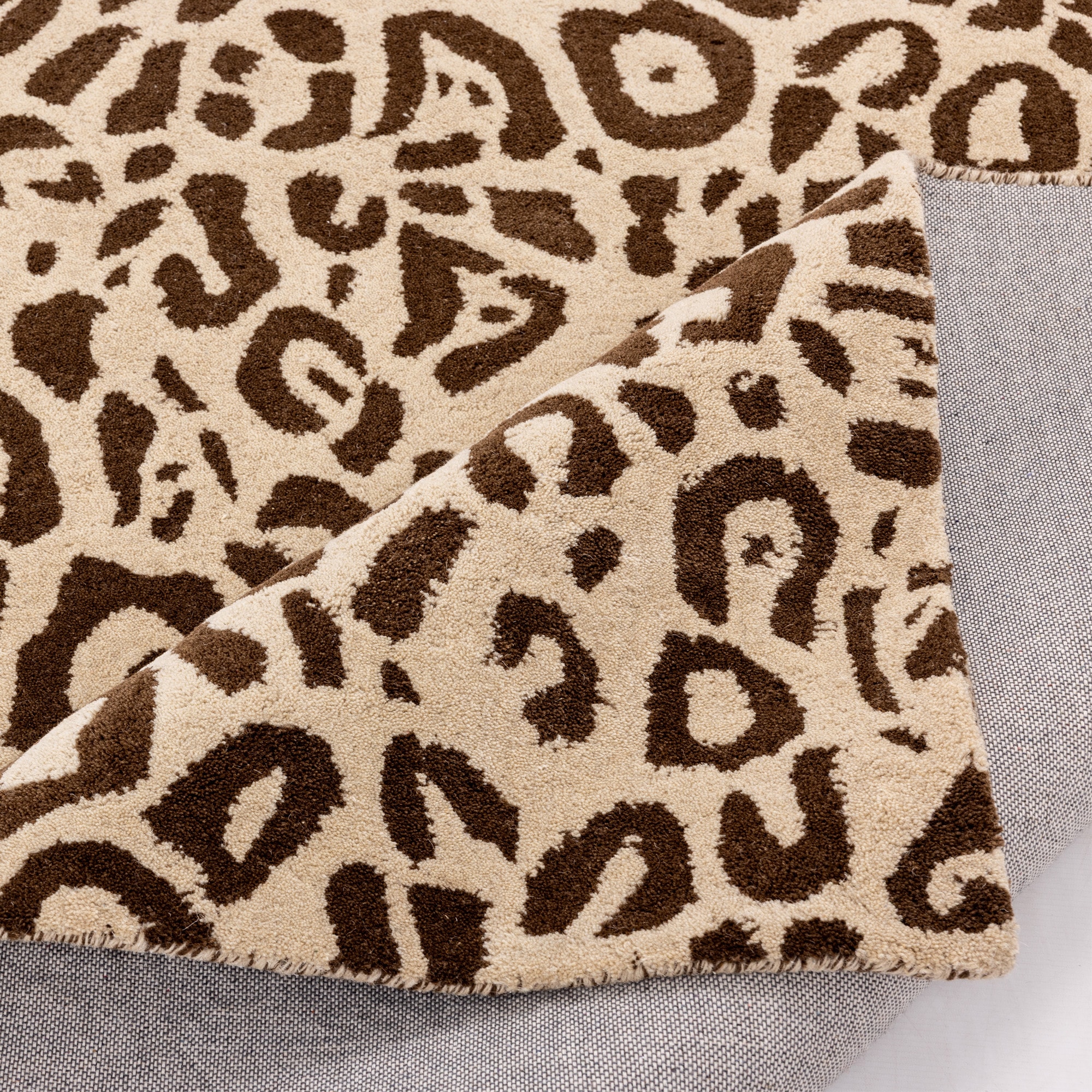 GOODproduct Tapis en laine »Gabbo Leo, Leopardenmuster, handgearbeitet« Rectangulaire 14 mm Höhe reine Wolle, Uni, Wohnzimmer, Schlafzimmer, Esszimmer