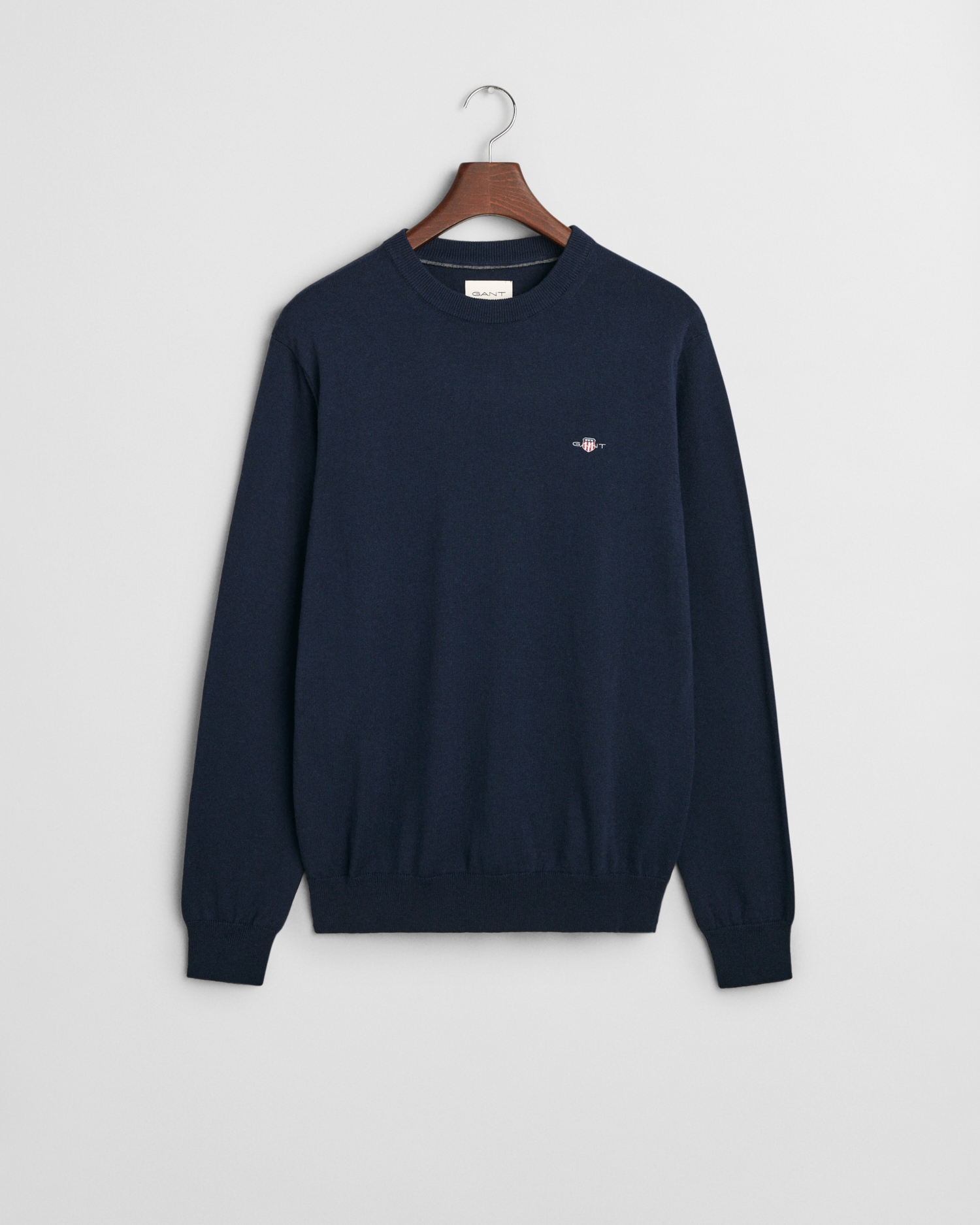 Image of Gant Rundhalspullover "CTN/WO C-NECK" mit Logostickerei