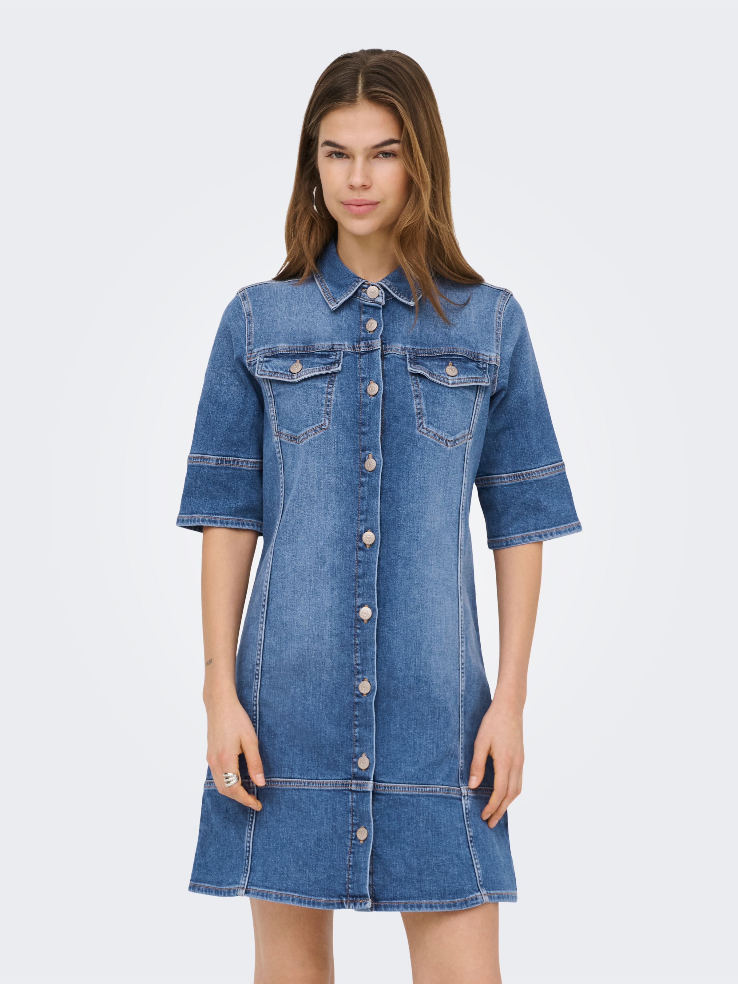 ONLY Robe en jean »ONLKATERINA 2/4 SHORT DNM DRESS AKM« in A-Linien Form