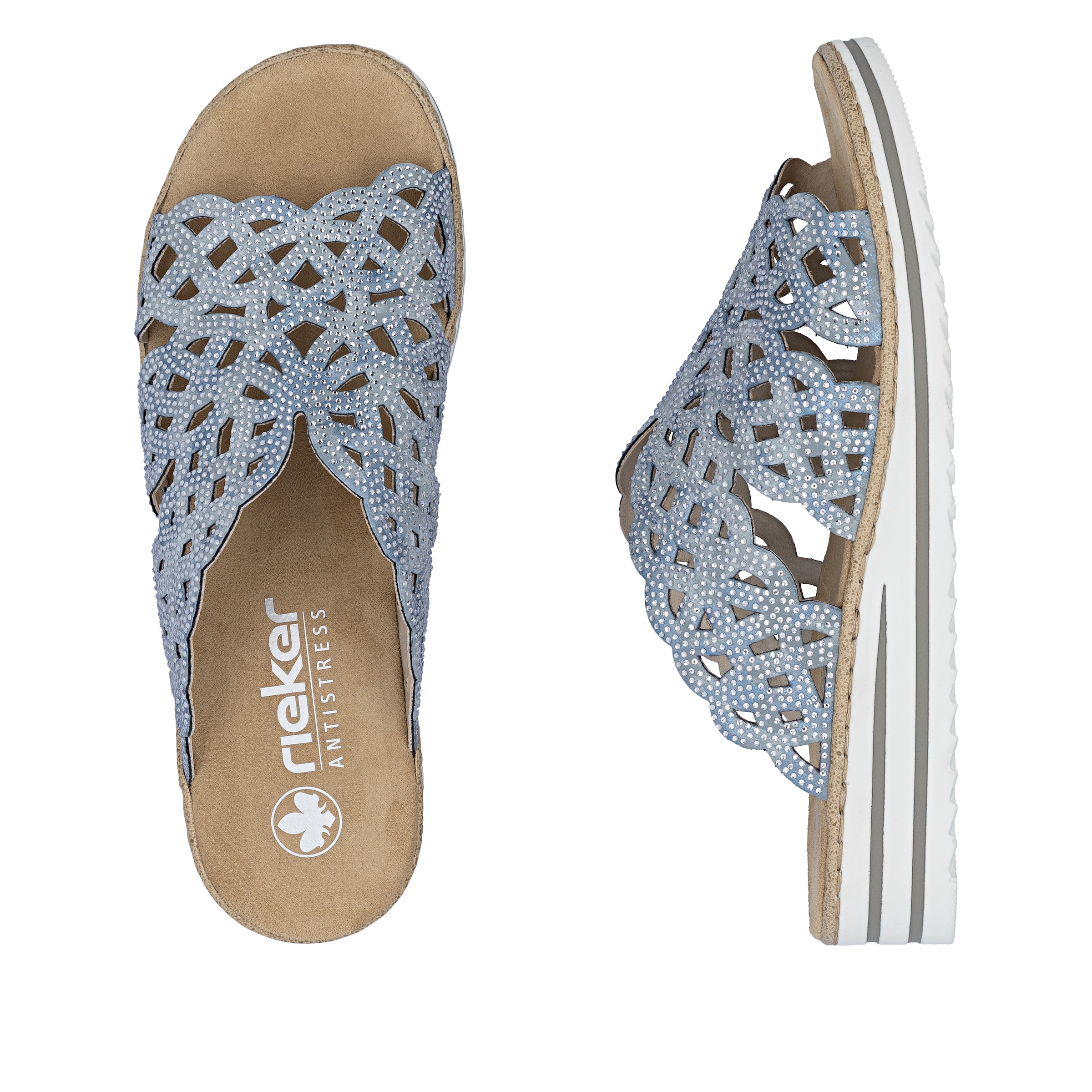 Rieker Pantolette  chaussure d'été, chaussure de plage, chausson, talon compensé, avec strass
