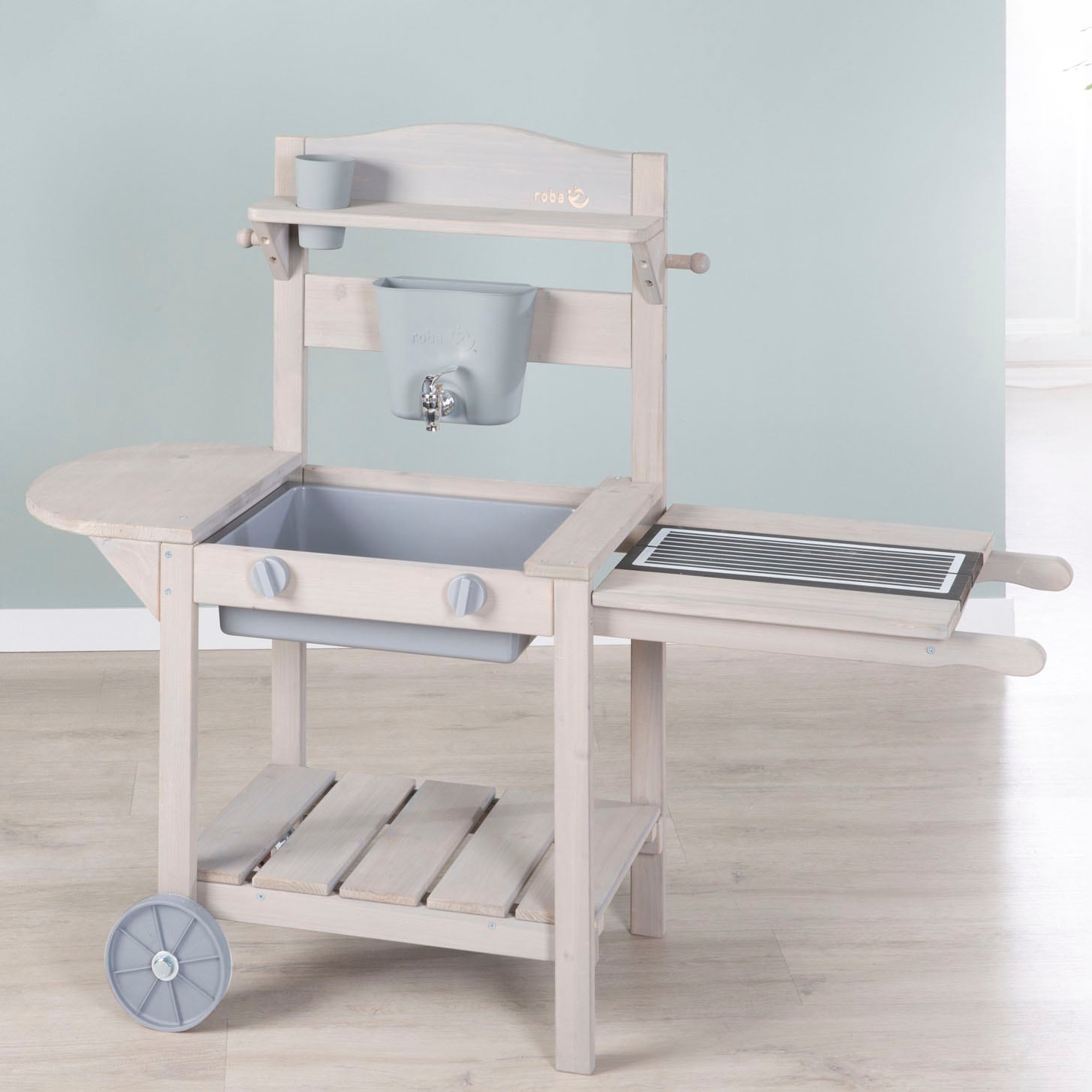 roba® Cuisine de jeu d'extérieur »Mobile Matschküche BBQ, aus Holz« FSC® - schützt Wald