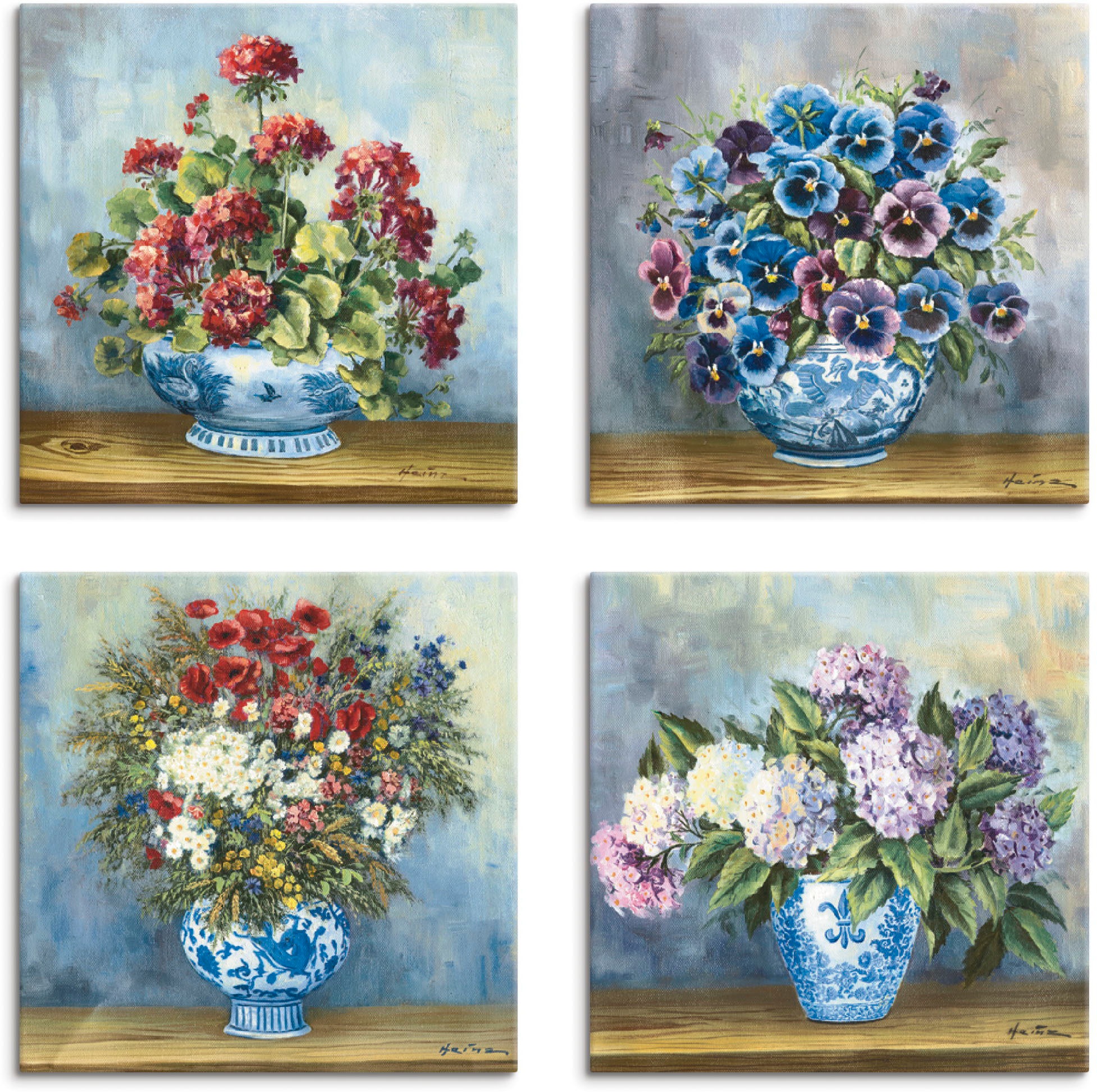 Image of Artland Leinwandbild »Blumen Bouqets«, Blumen, (4 St.) bei Ackermann Versand Schweiz