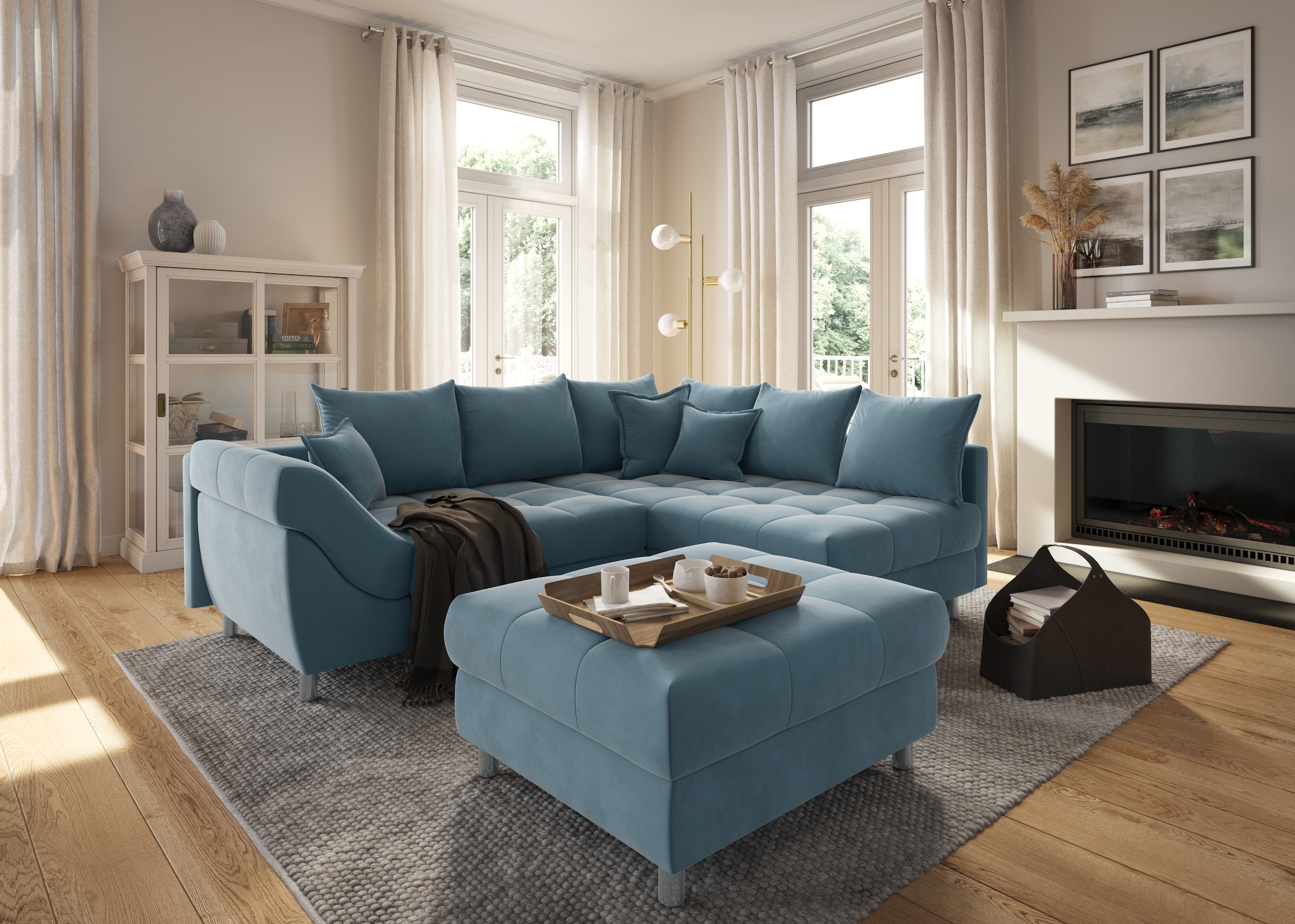 COLLECTION AB Ecksofa Joseli,  mit Zier- und Rückenkissen, komfortable Schanzen-Armlehne