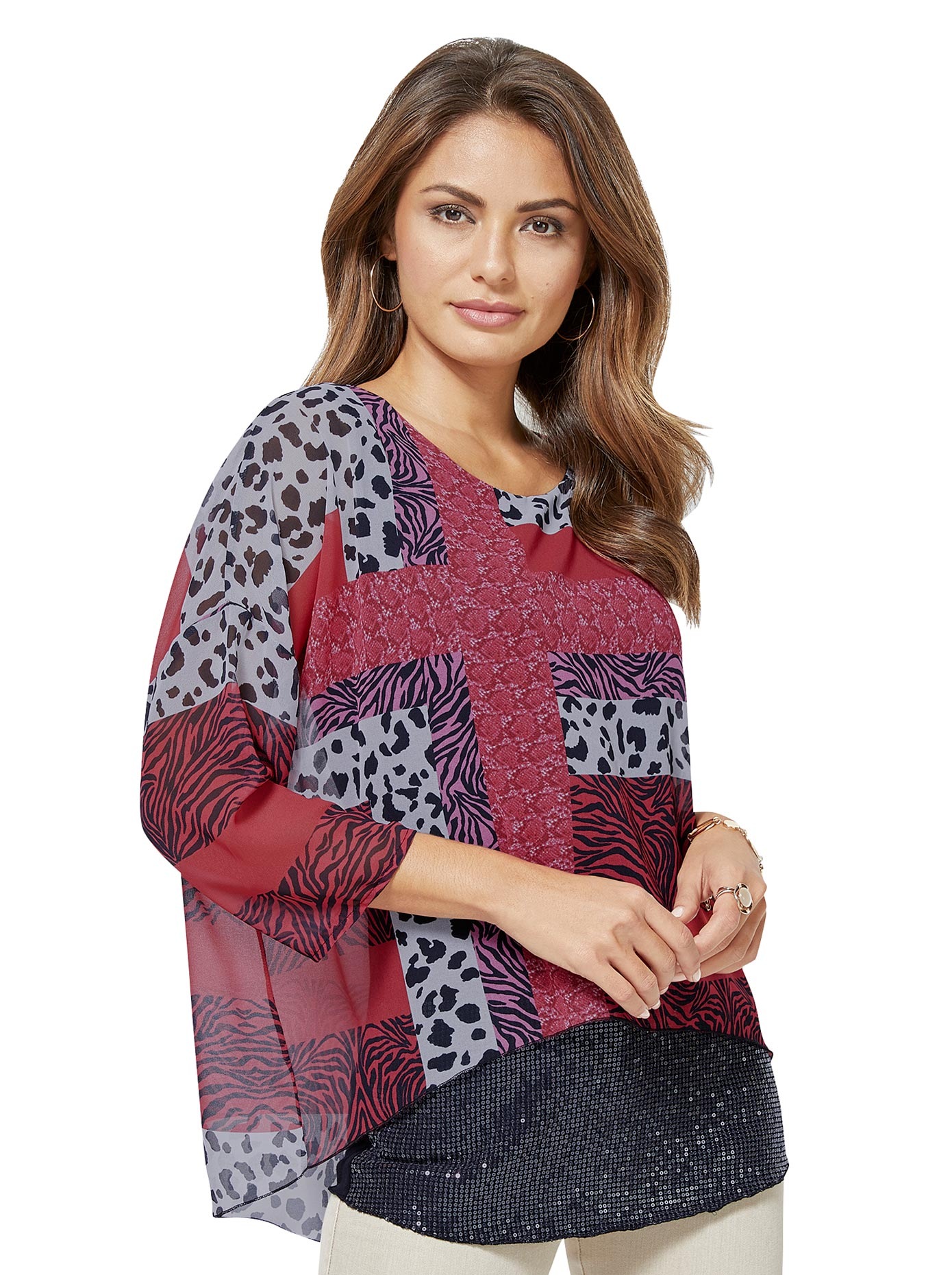 Bluse mit Mix aus verschiedenen Tierfellmustern