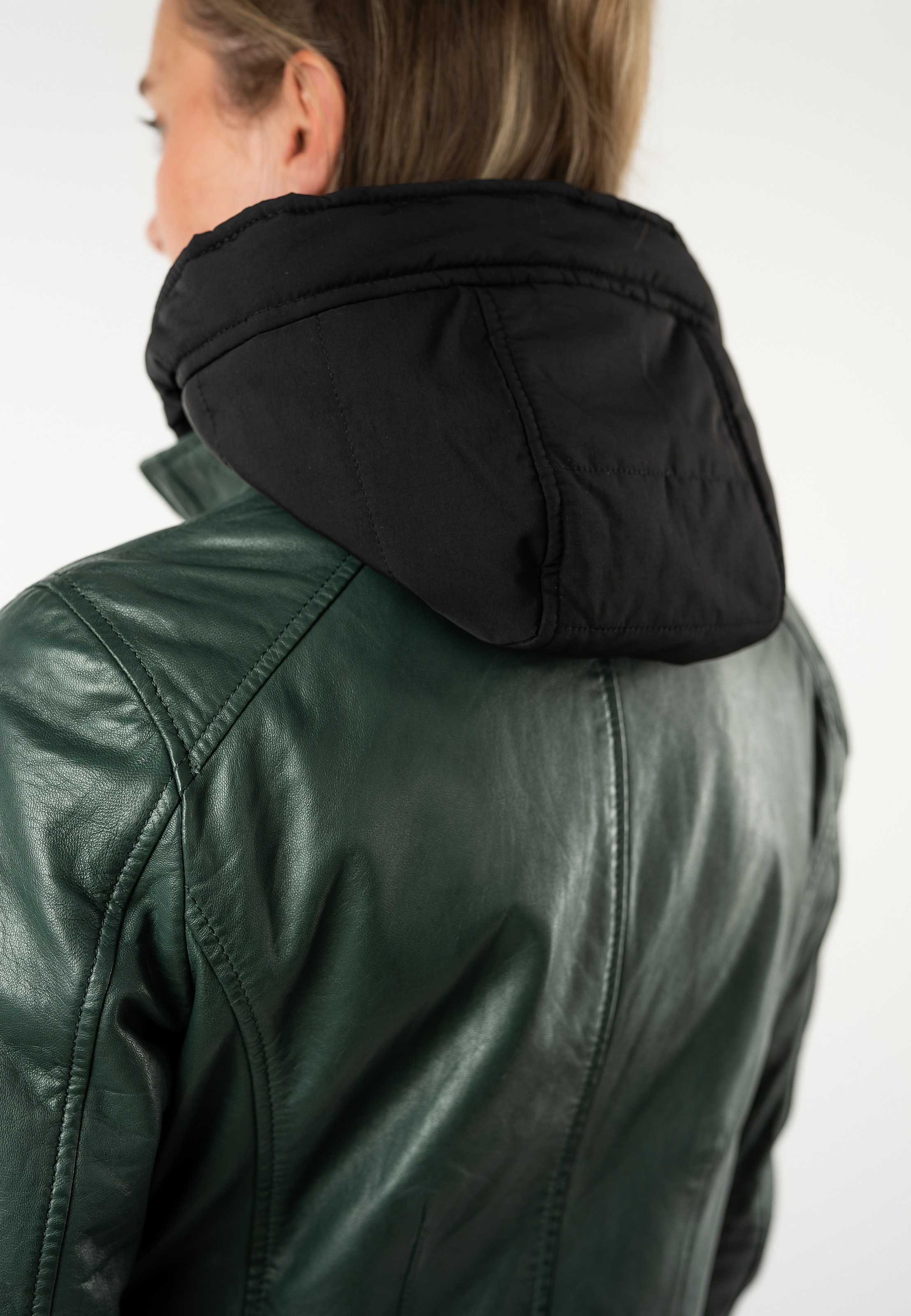 Mauritius Manteau en cuir »MWMabel« avec col montant & capuche amovible