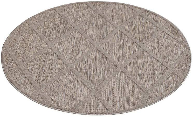 Carpet City Teppich »In-& Outdoorteppich Santorini 457, 3D-Effekt, Raute-Look«, rund, 5 mm Höhe, Wetterfest & UV-beständig für Terrasse, Balkon, Küche, Flur