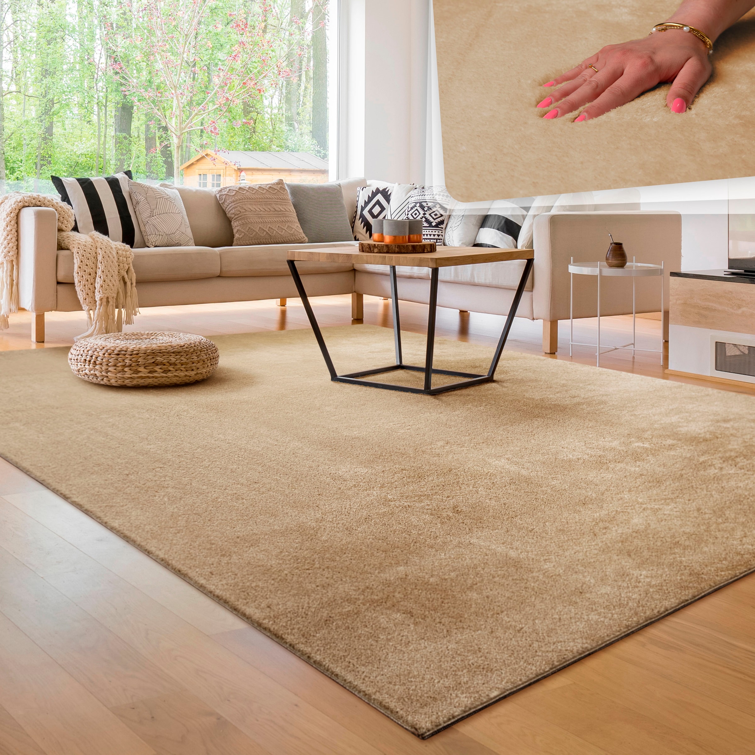 Paco Home Teppich »Cadiz als weich, Uni-Farben, besonders erhältlich 630«, rechteckig, auch waschbar, Läufer