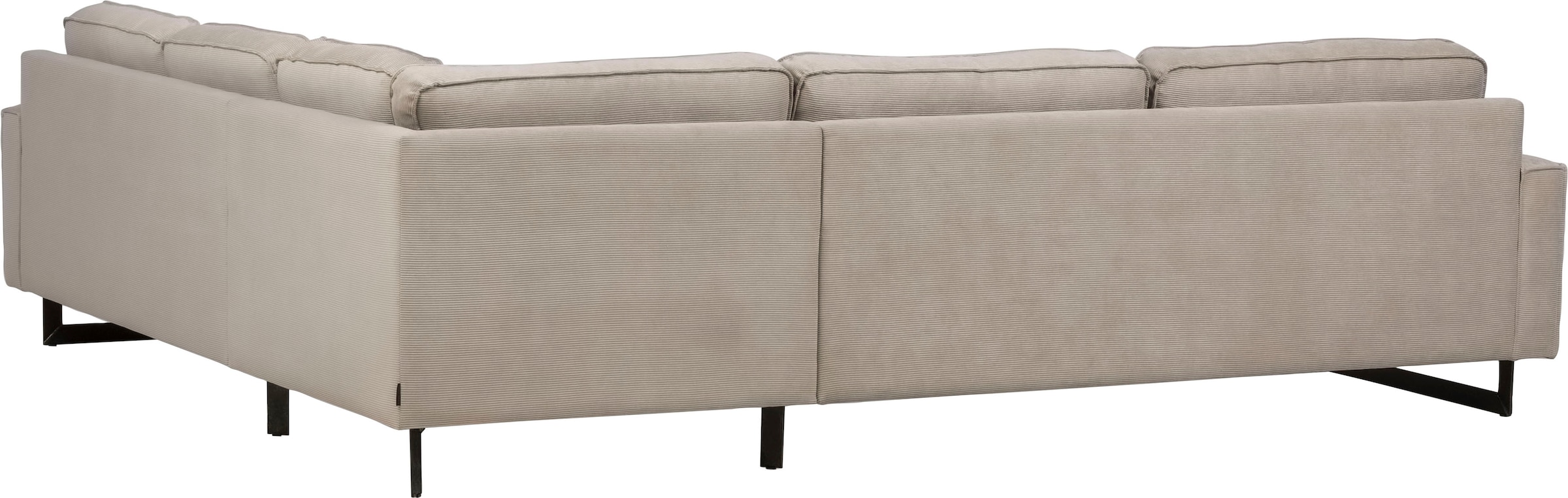Home affaire Canapé d'angle »Pinto, XXL, 250/290 cm, langer Schenkel, Ottomane« Cord, Chenille, Lederoptik, mit Keder, Metallfüsse, Wellenunterfederung