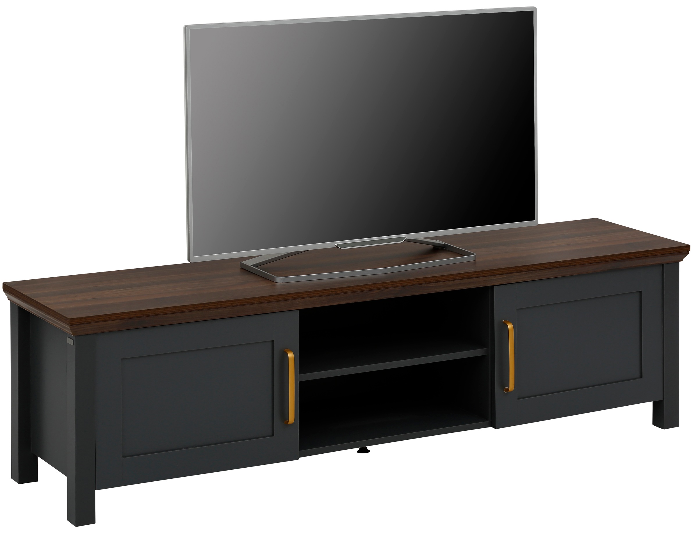 Image of Home affaire Lowboard »Martinau«, mit einer Topplatte aus einer edlen Holzoptik, mit 2 Türen und 1 festen Einlegeboden, mit goldfarbenen Griffen aus Metall, Breite 160 cm bei Ackermann Versand Schweiz