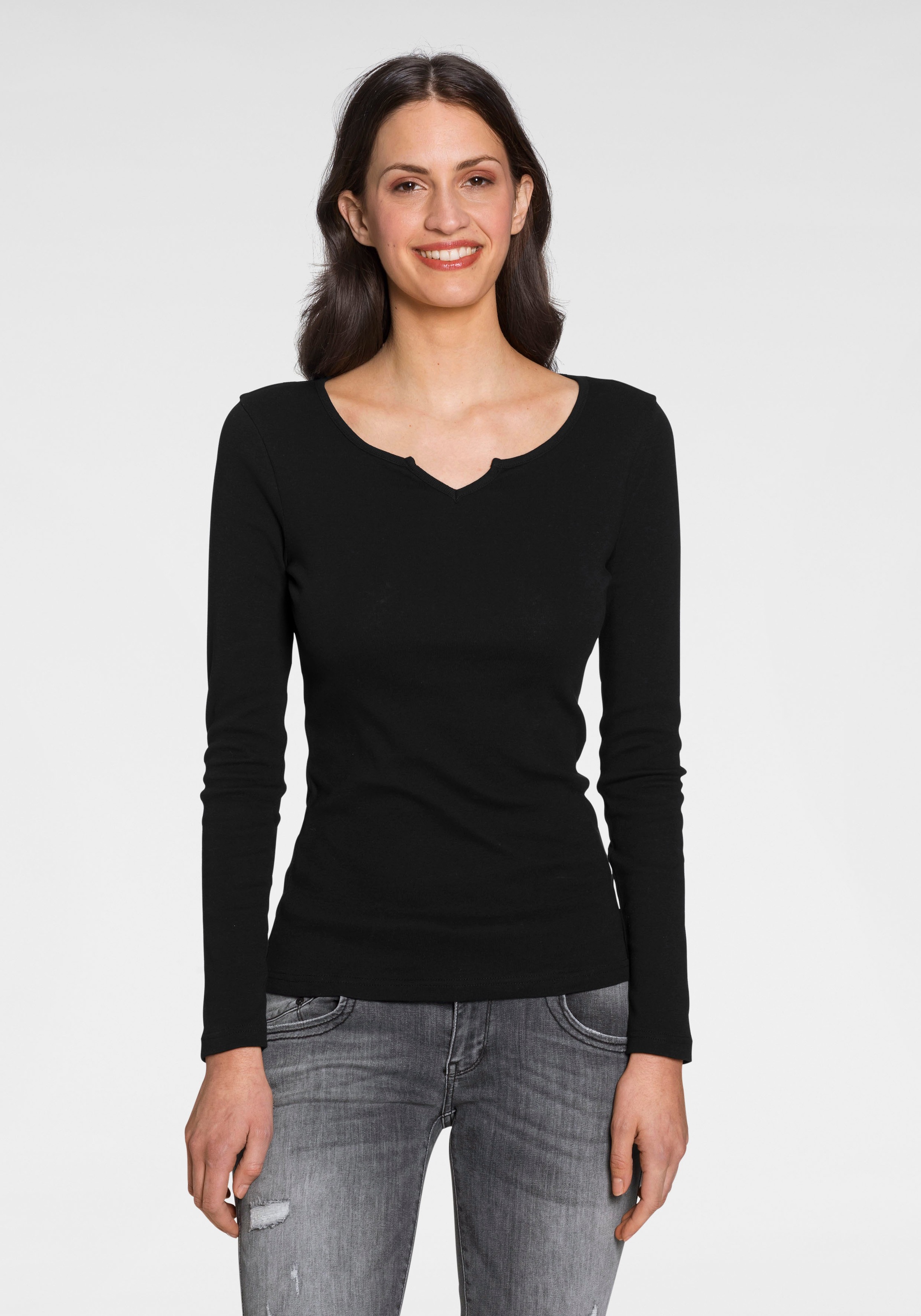 Image of AJC V-Shirt, (Set, 2er-Pack), 1x in Langarm und 1x in Kurzarm - NEUE KOLLEKTION bei Ackermann Versand Schweiz