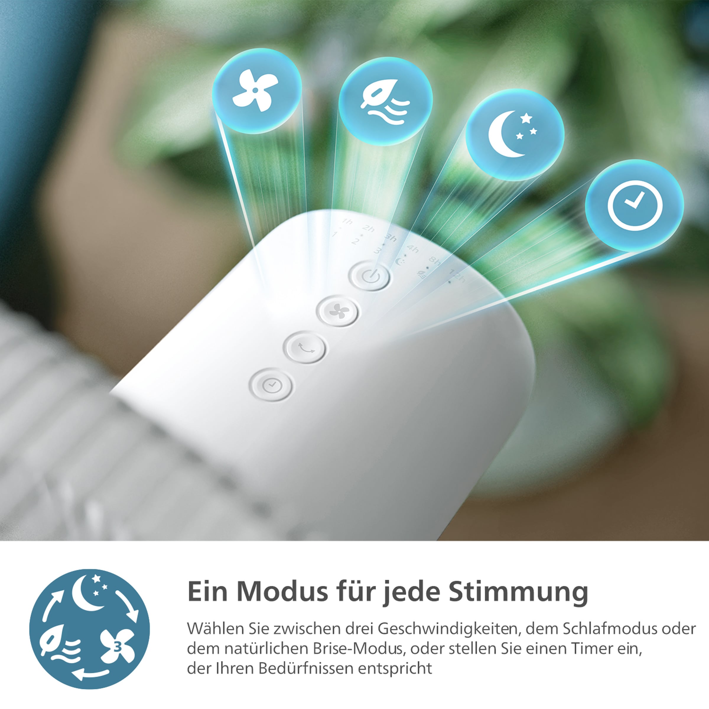 Philips Ventilateur sur pied »CX2550/00 Serie 2000, mit extrem leiser SilentWings-Technologie, 19 dB« 2-in-1-Tisch- & Standventilator, neig- & drehbar, elegantes Design