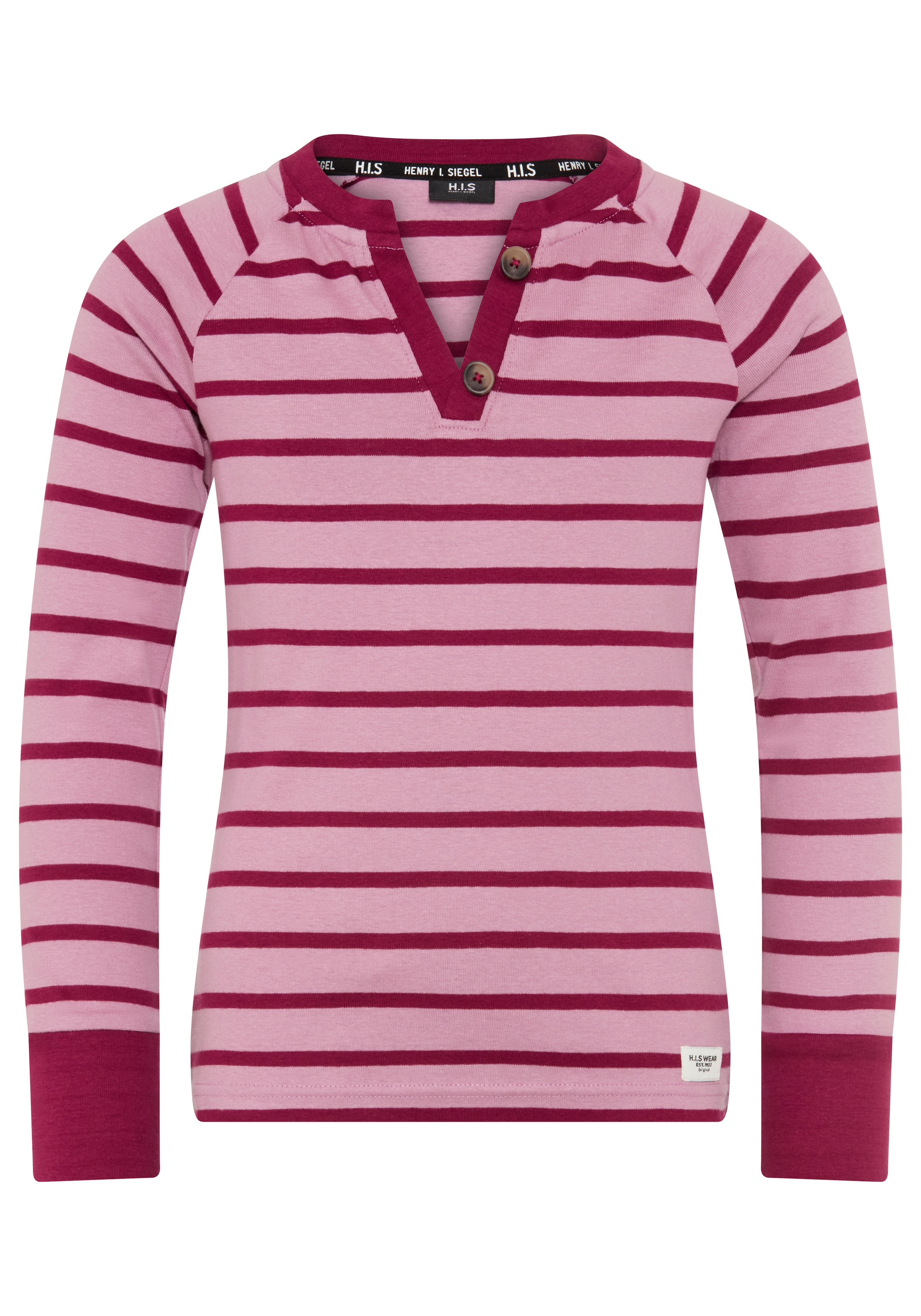 H.I.S T-shirt à manches longues »Garngewirktes Ripp-Shirt in modischen Ringelfarben von H.I.S« coupe ajustée, avec manches raglan, tendance, pour quotidien et streetwear