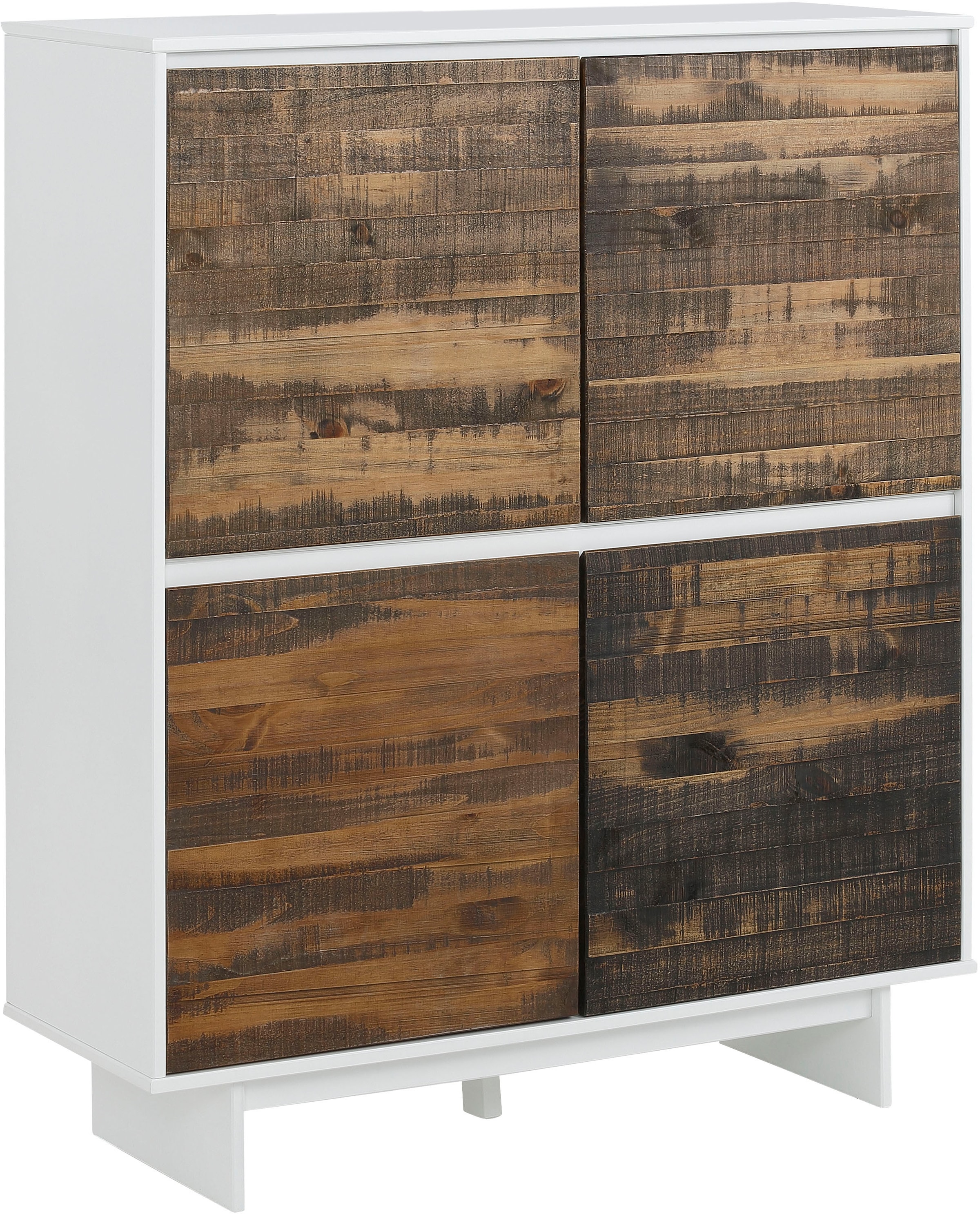 Home affaire Highboard »Morgan Midischrank Hochkommode«, aus massivem Kiefernholz, mit eingefrästen Griffmulden, Breite 120 cm