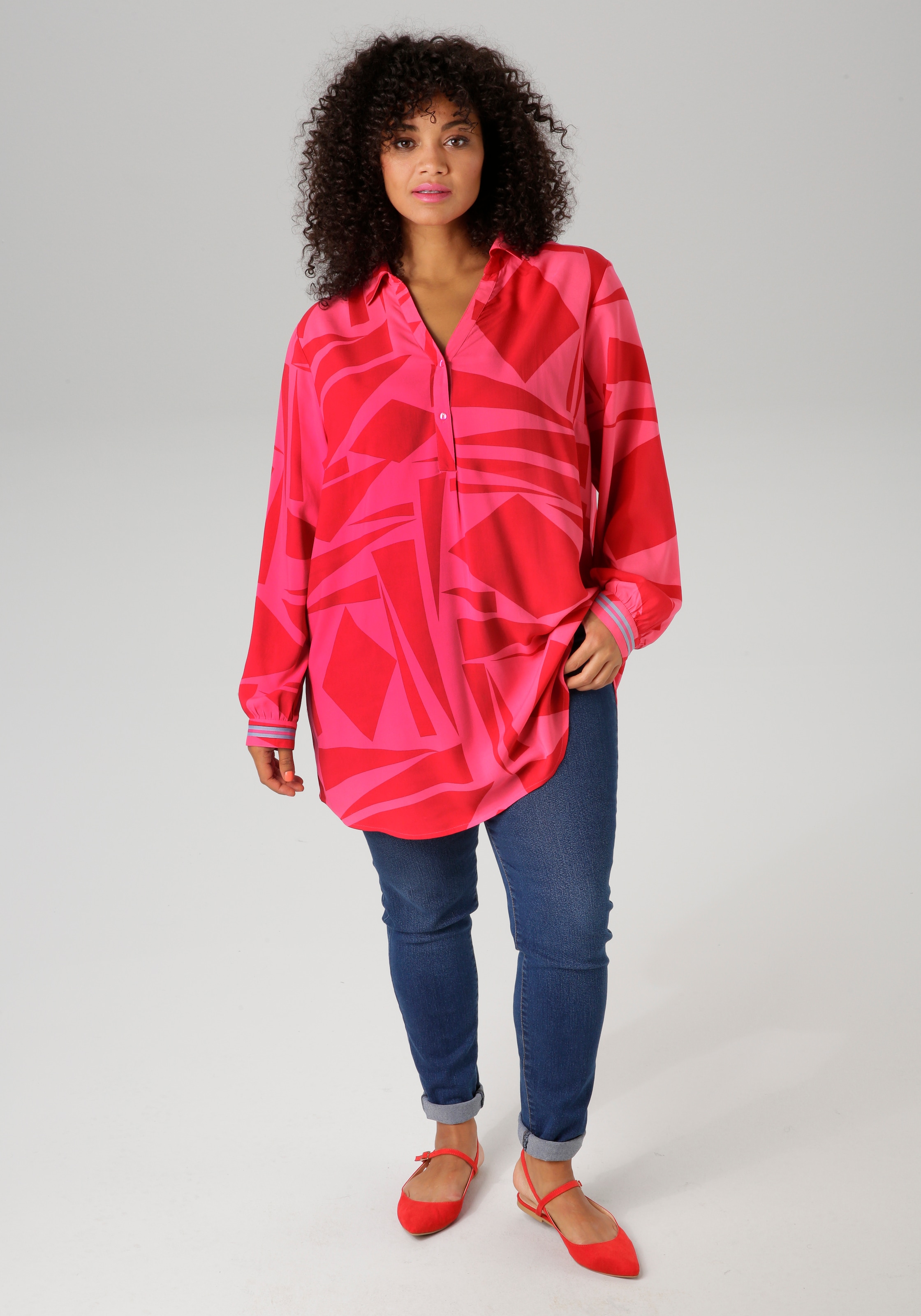 Aniston PLUS Longbluse, mit farbenfrohem, grossflächigem Druck