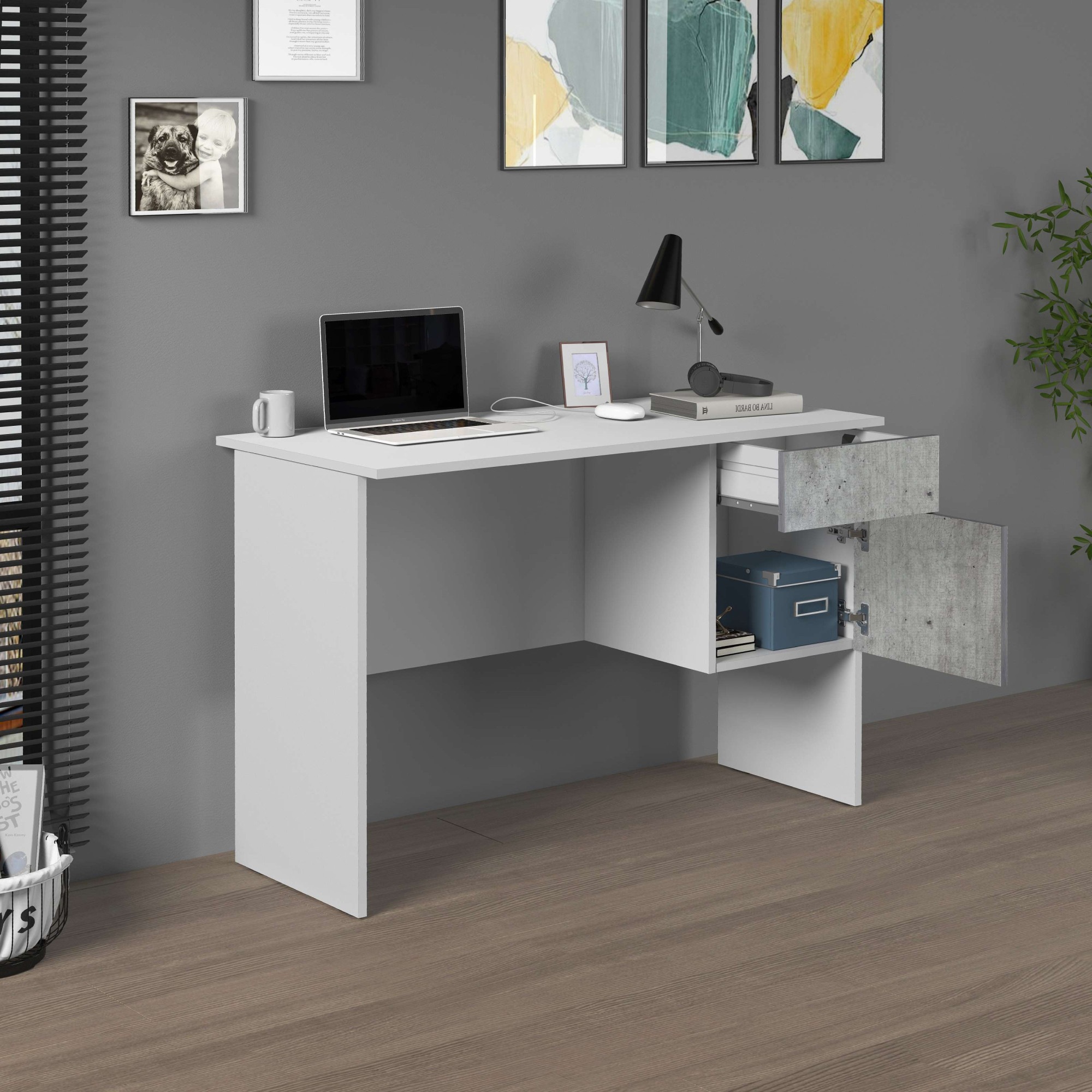 INOSIGN Schreibtisch »Coro, kleiner Computertisch, Bürotisch« mit 1 Tür & 1 Schublade, Breite 110 cm, Made in Italy