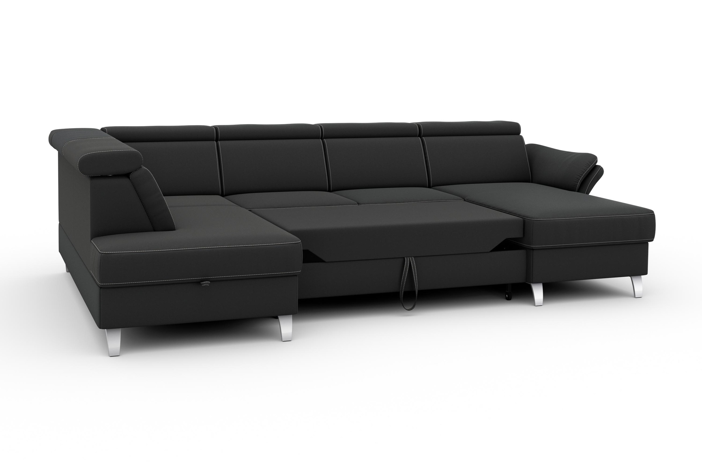 sit&more Wohnlandschaft »Vincenzo U-Form«, inklusive Kopfteilverstellung, wahlweise mit Bettfunktion, Bettkasten