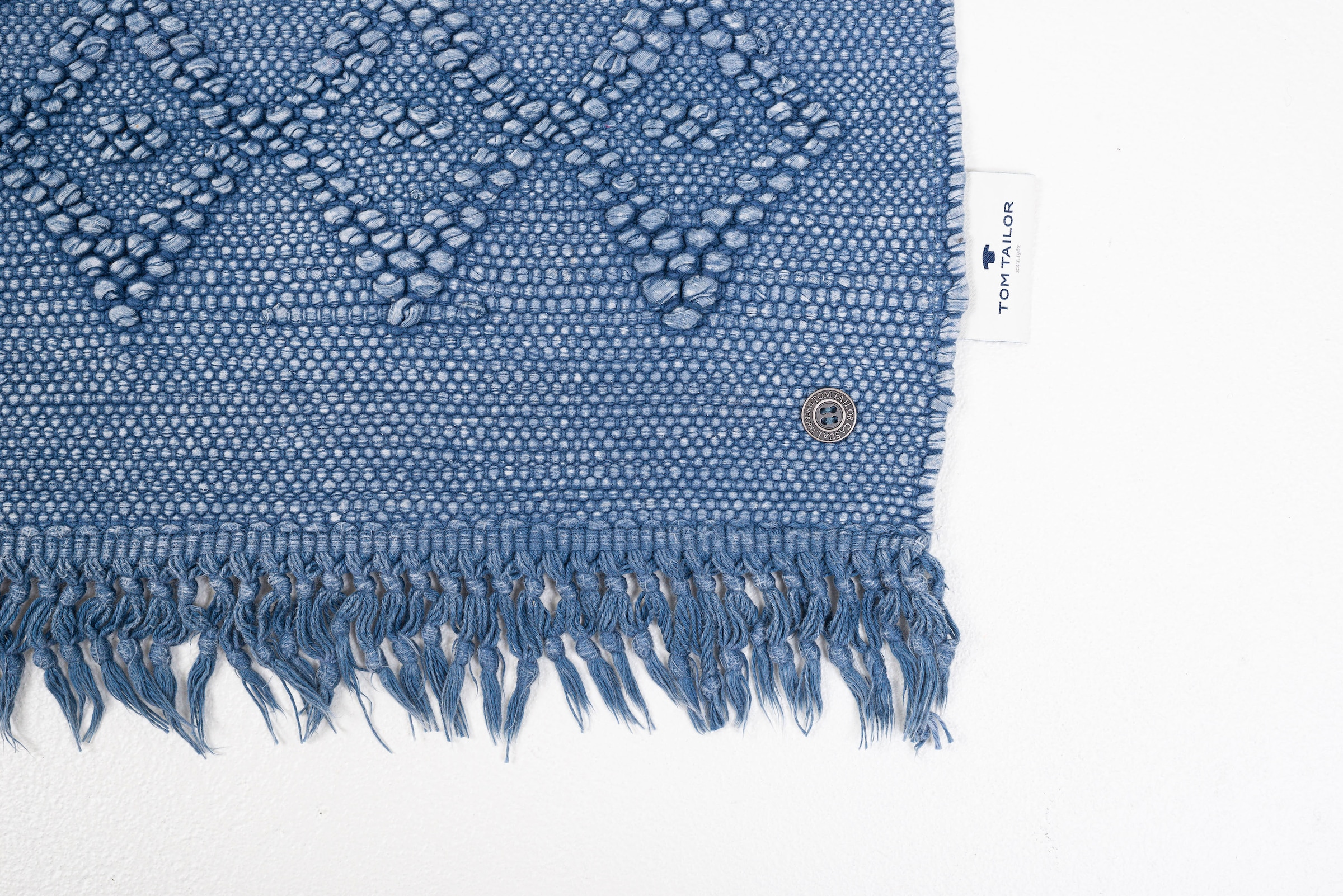 TOM TAILOR HOME Badematte »Vintage Wash«, fussbodenheizungsgeeignet, Badteppich, Uni Farben, Rauten Muster, mit Fransen, reine Baumwolle