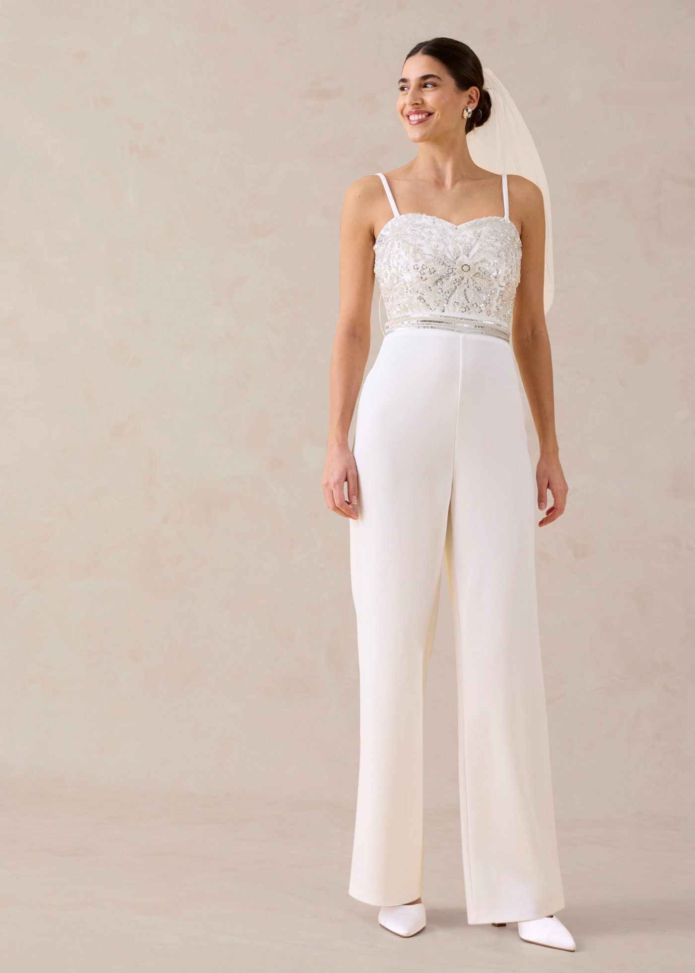Image of bonprix Overall Slim Fit Passform, mit Bustier-Ausschnitt, aus strukturiertem Crepe