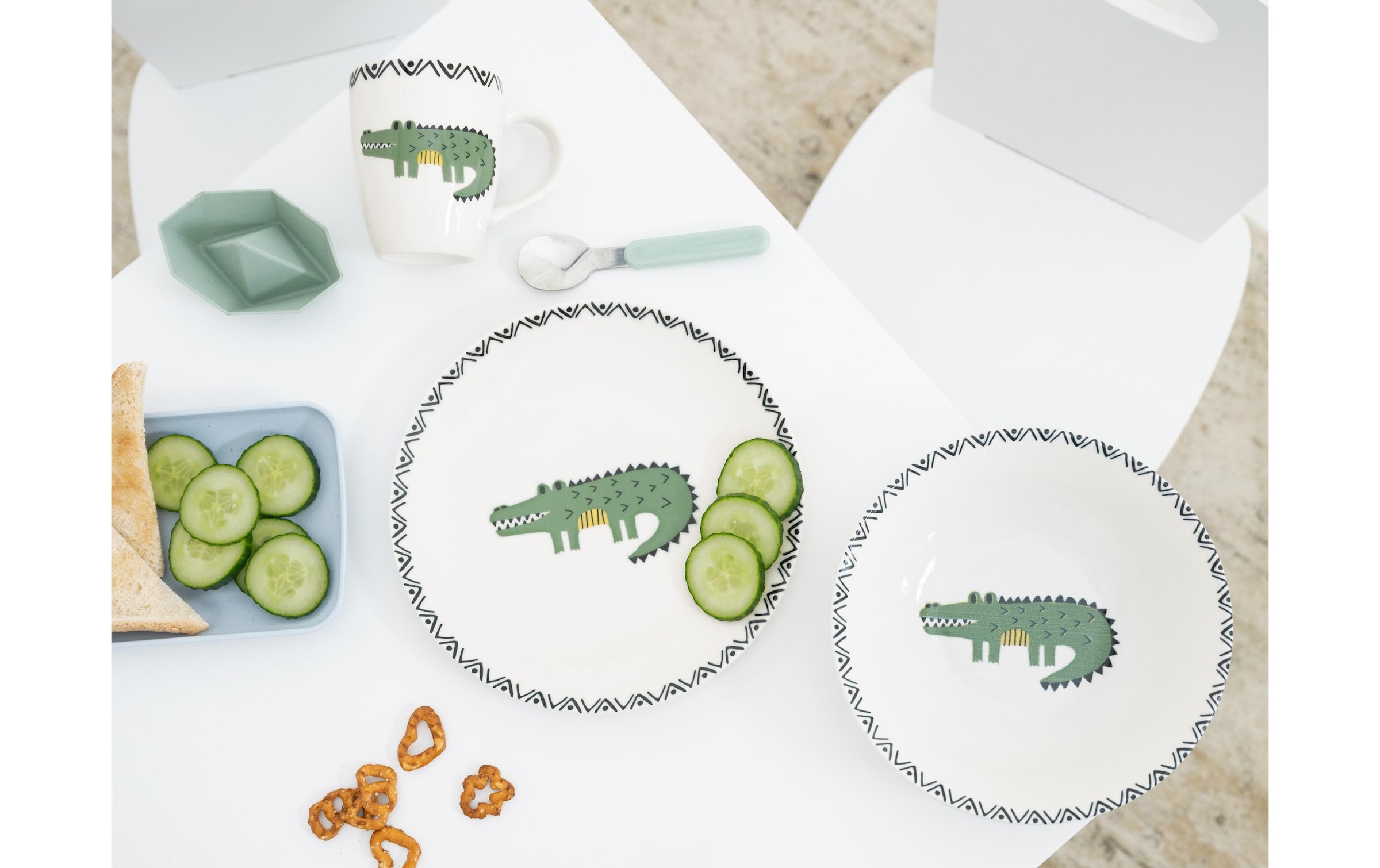 CreaTable Set de vaisselle pour enfants »Safari Set Steinzeug Tiere«