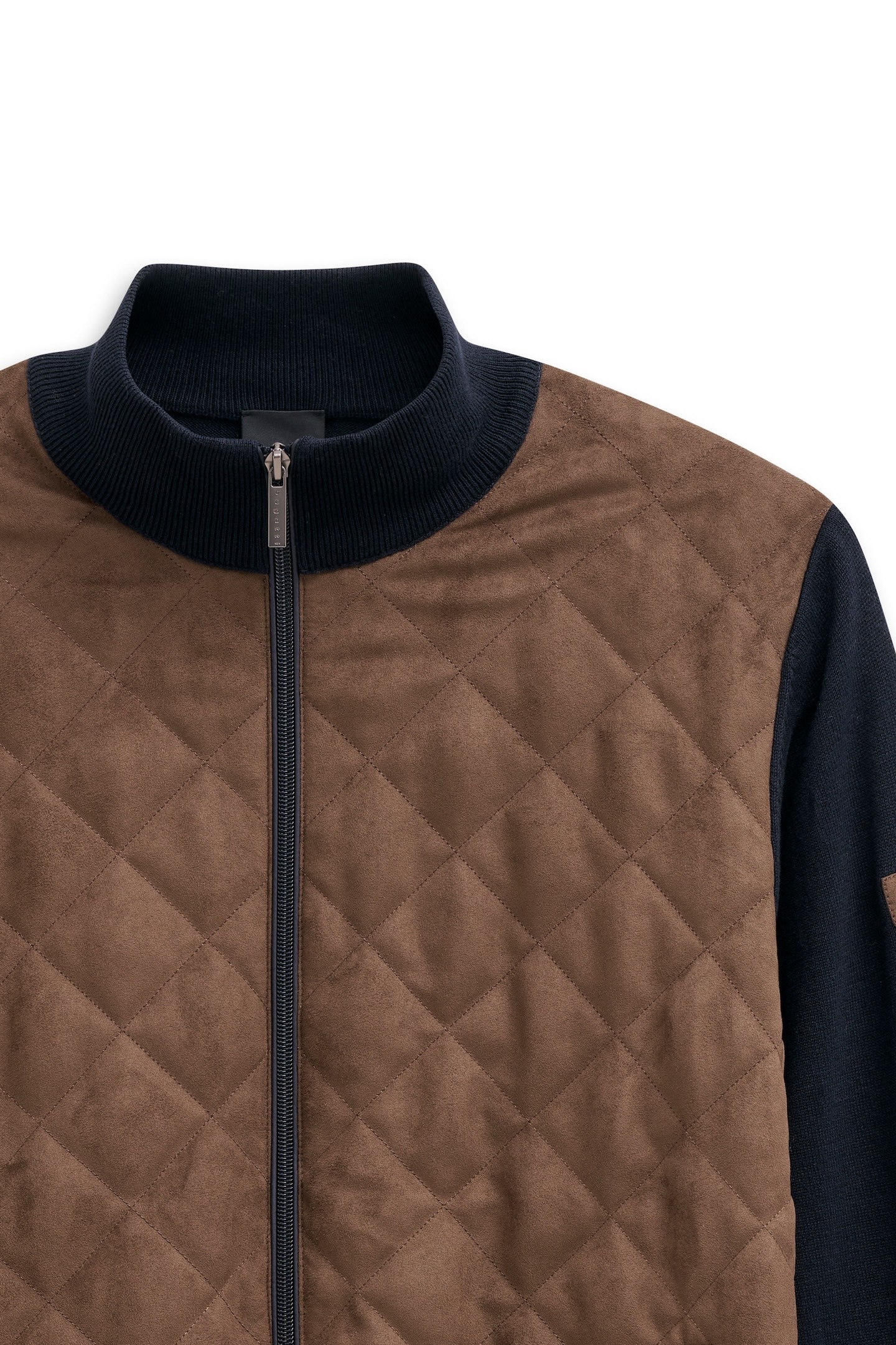 bugatti Veste en tricot »Regular Fit« mit Velour-Front & Stehkragen