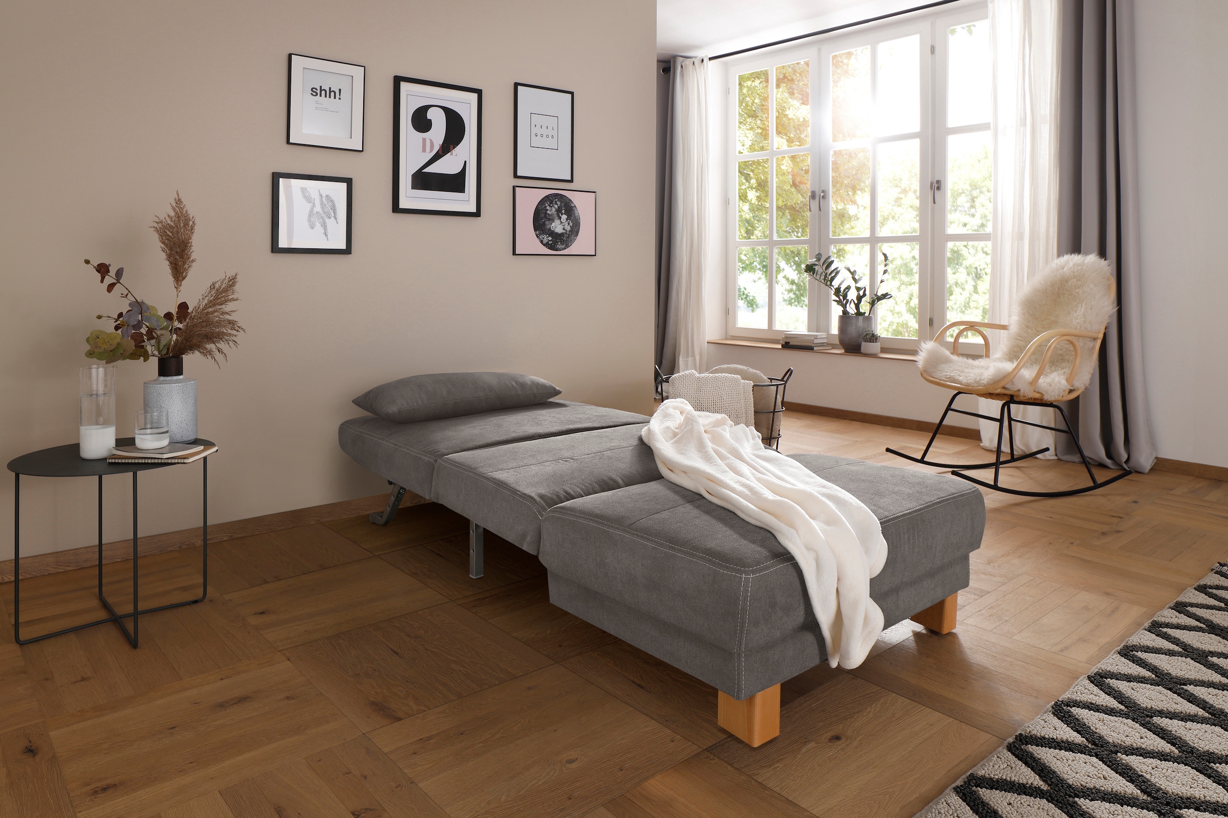 Home affaire Schlafsofa »Gina« vom Sofa zum Bett mit einem Handgriff, in 4 Breiten, Nierenkissen