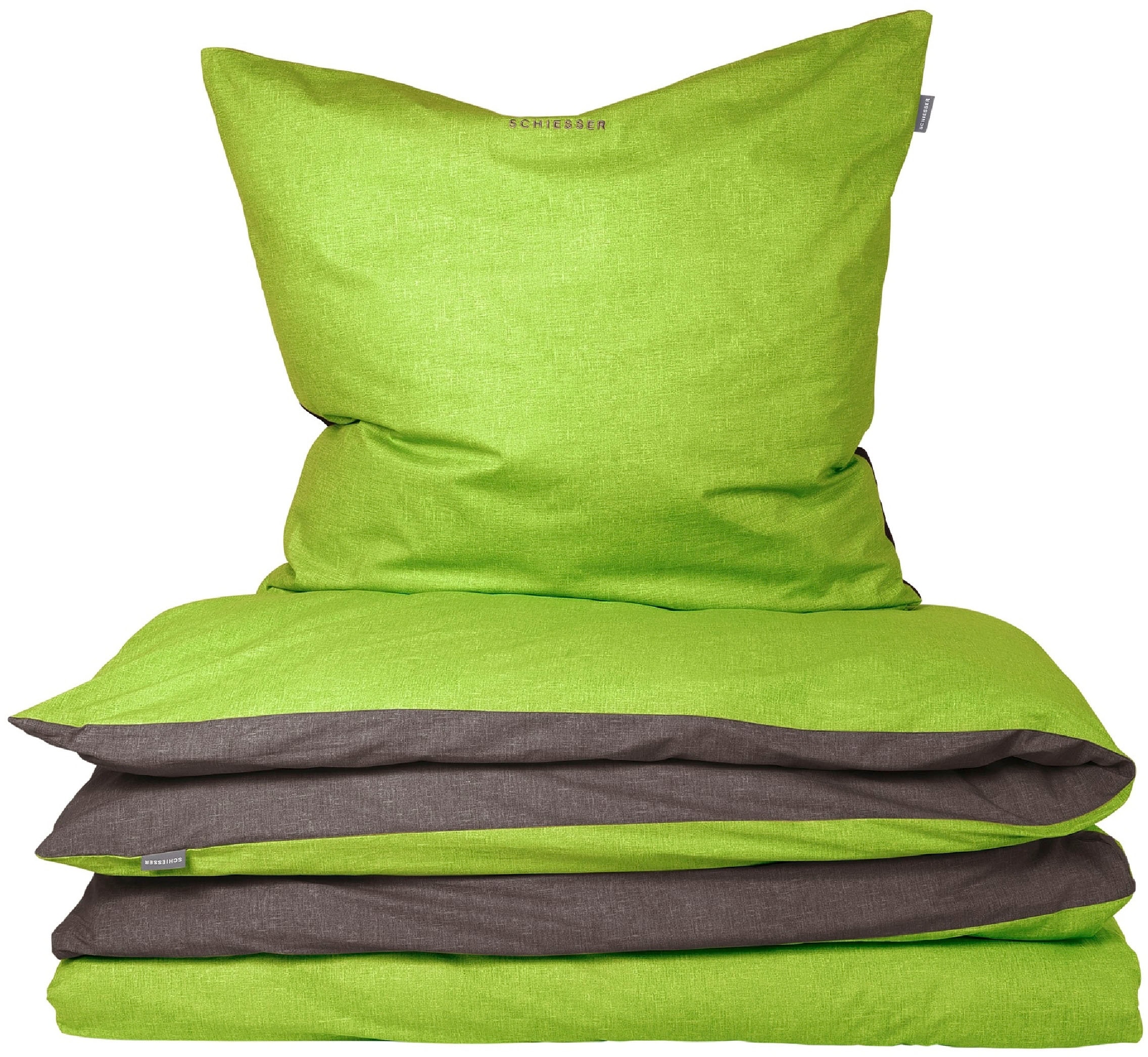 Schiesser Wendebettwäsche »Doubleface aus weicher Baumwolle mit edlem Melangeeffekt« 2 Stk. tlg. ab Grösse 135x200 cm erhältlich, Made in Green