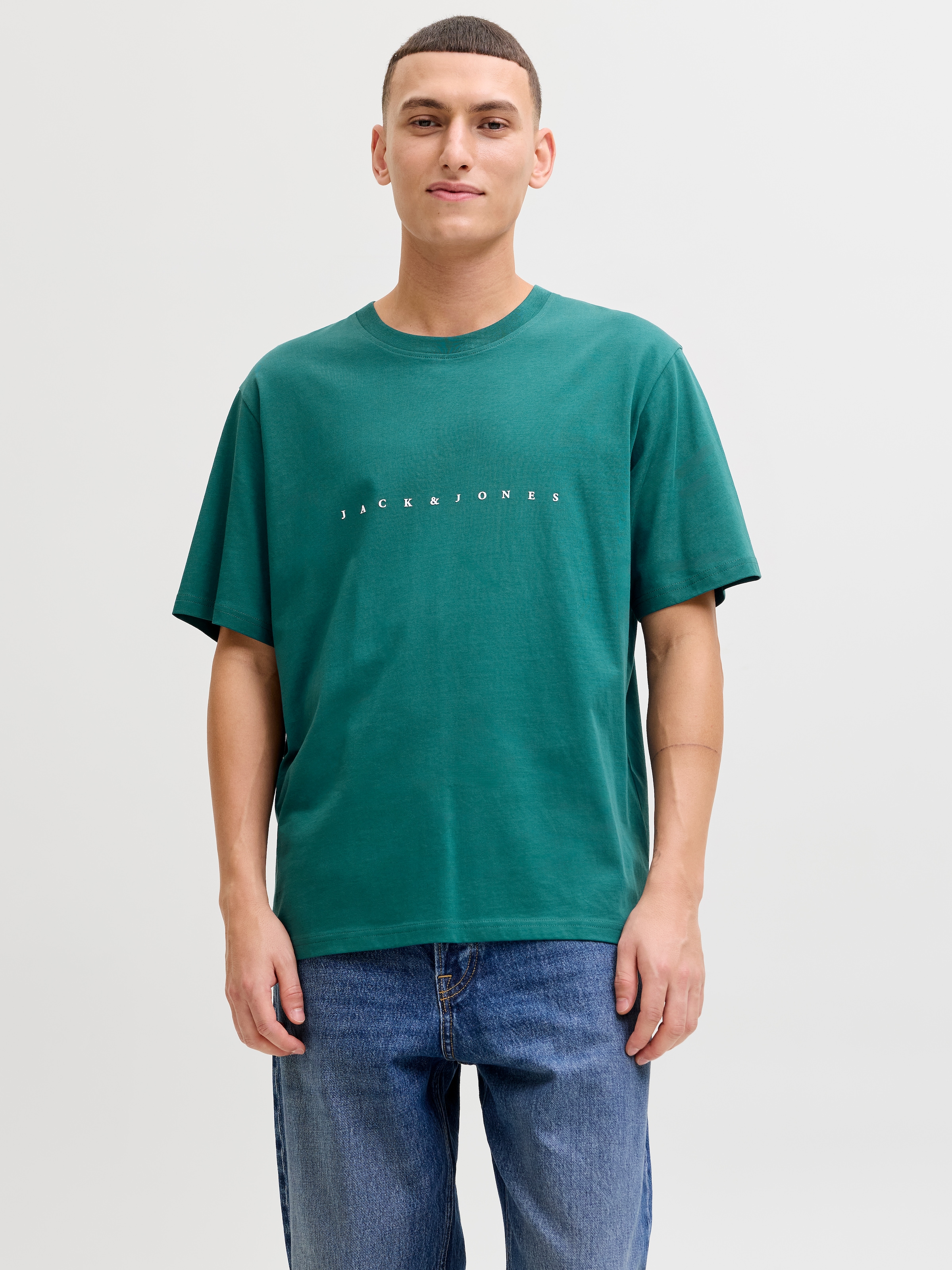 Jack & Jones Shirt à col rond »JJESTAR mit Pigmentprint und Baumwollgefühl« coton, coupe décontractée