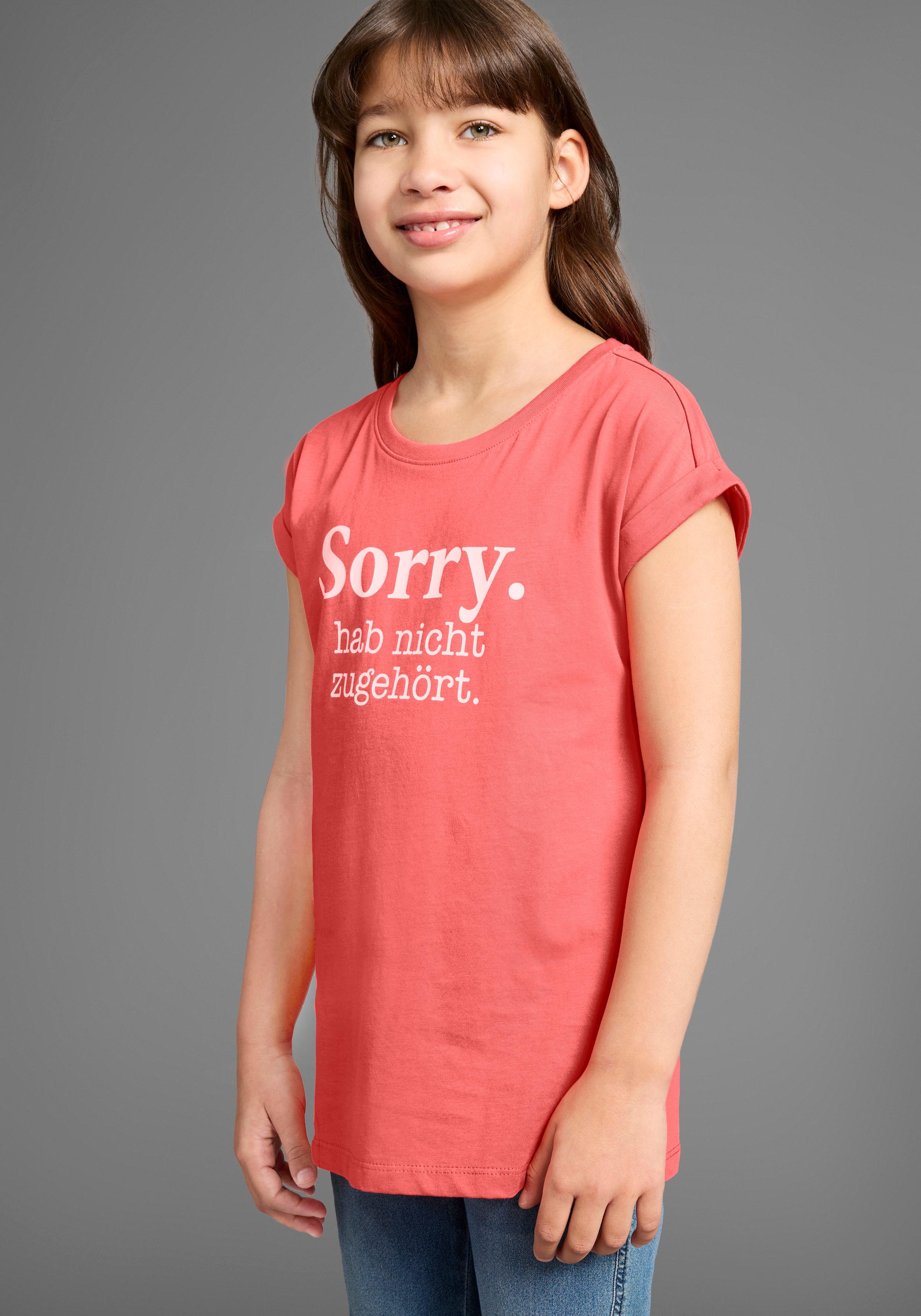 KIDSWORLD T-Shirt »Sorry. hab nicht zugehört.«, Kurzarm, bedruckt, Rundhalsausschnitt, aus Baumwolle