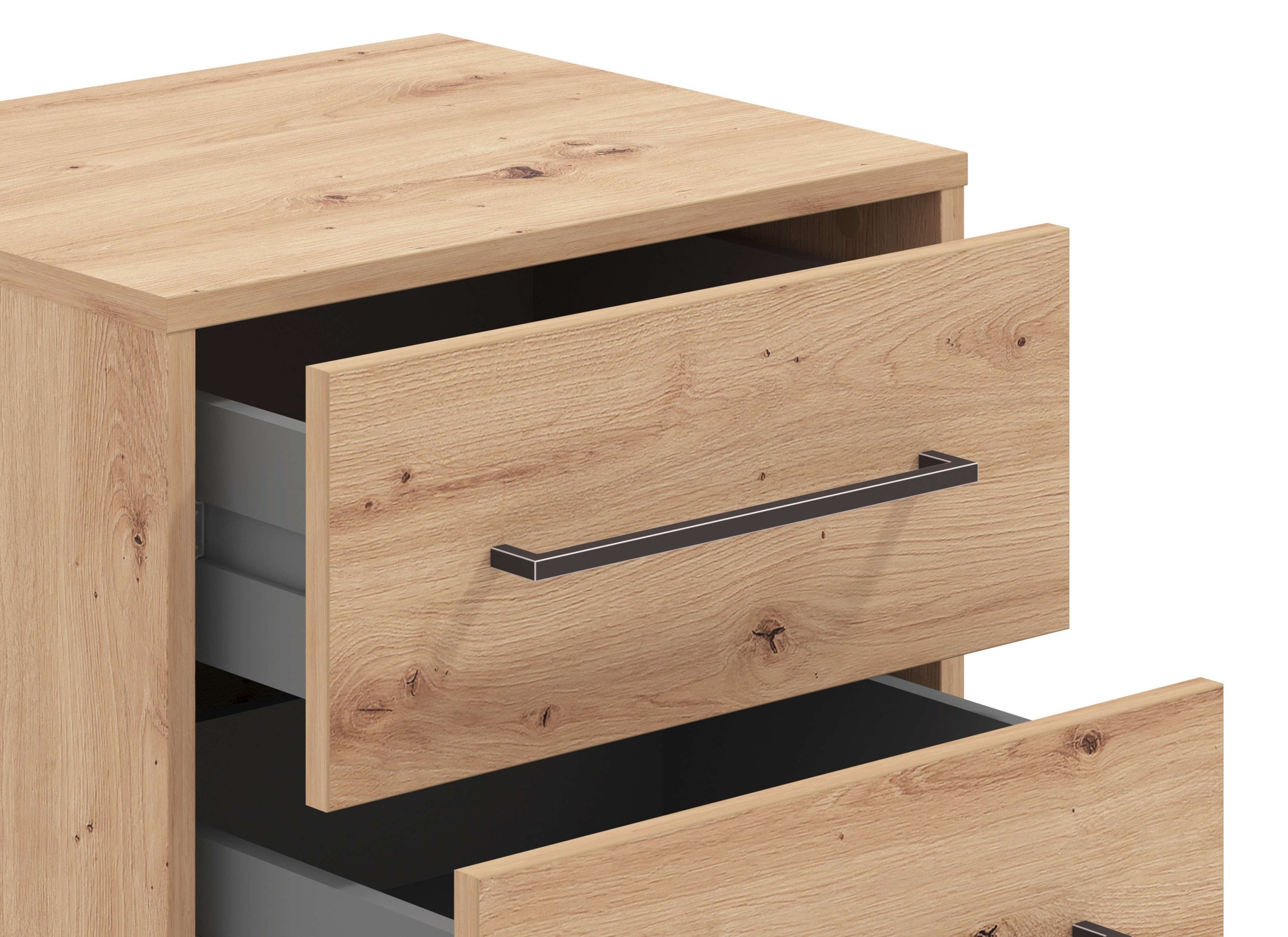 INOSIGN Nachtkommode »Ascalon Nachttisch, Nachtschrank, 48x40x44cm, 2 Schubladen«, in weiss oder eichefarben, FSC-zertifizierter Holzwerkstoff