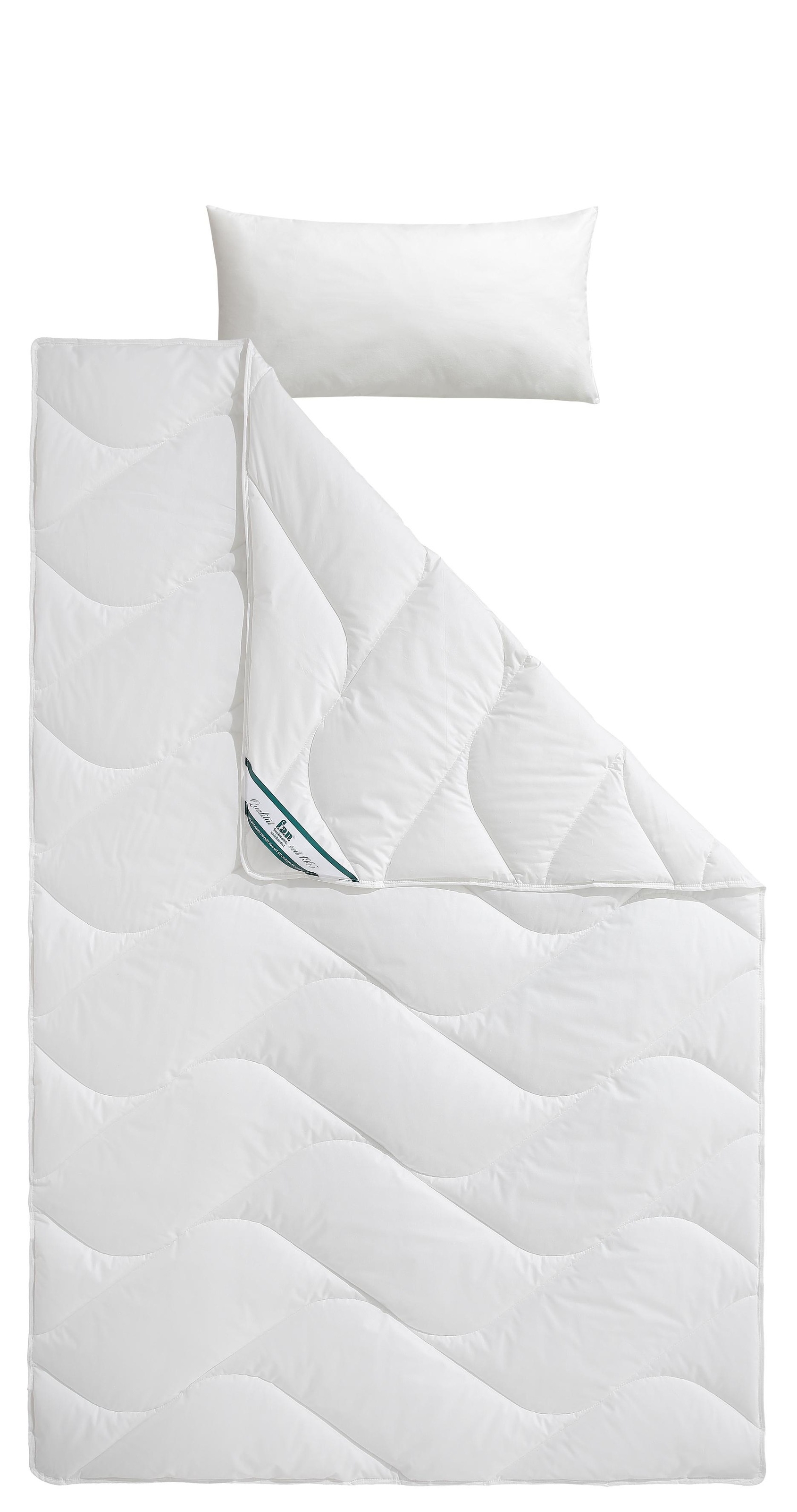 fan Kunstfaserbettdecke »f.a.n. Antibac mit antibakterieller Wirkung«, leicht, Füllung Polyester, Bezug Baumwolle, (1 St.), passend zur Bettdecke GRATIS dazu 1 Kopfkissen 40x80 cm!