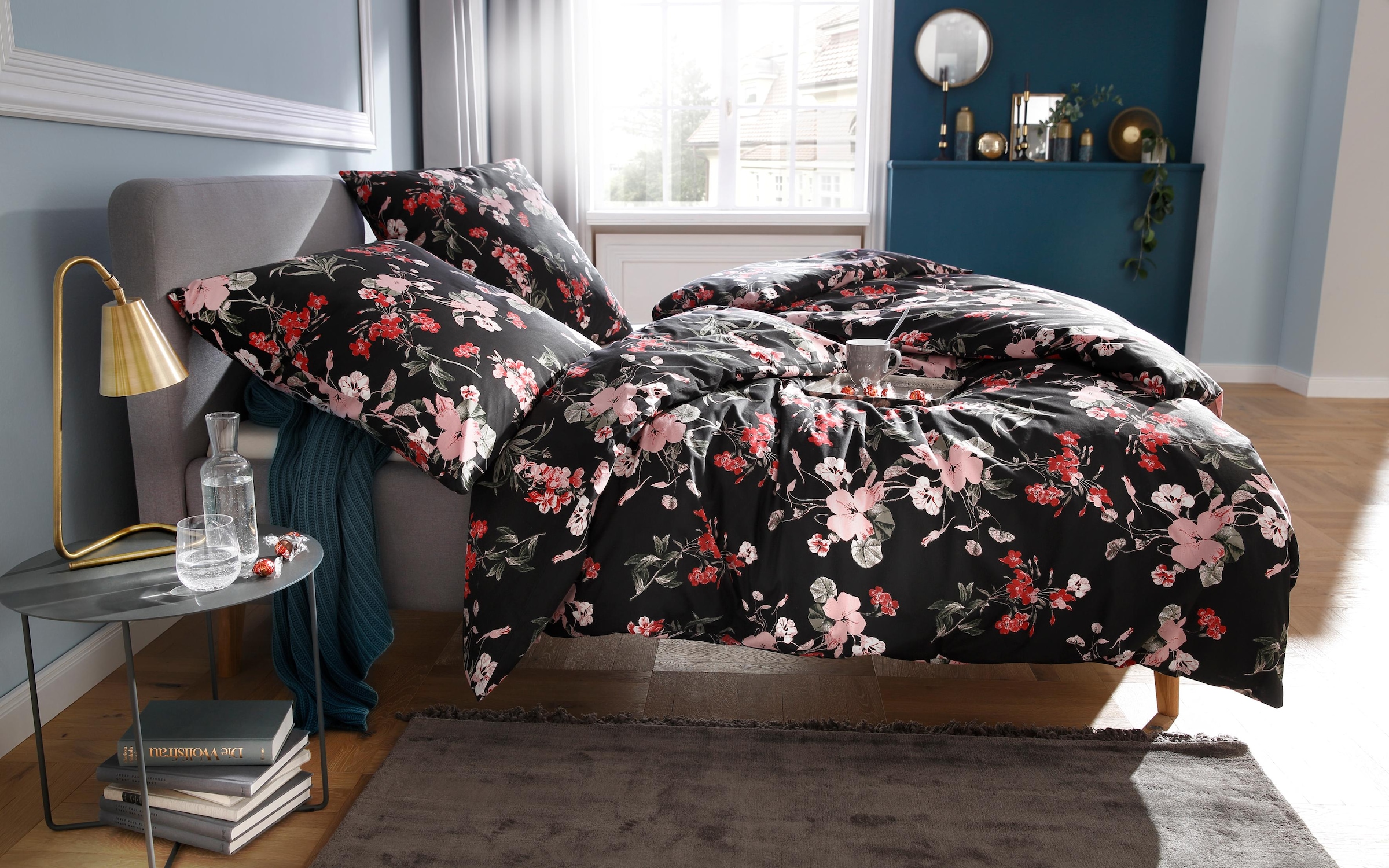 Home affaire Bettwäsche »Fleur in Gr. 135x200 oder 155x220 cm«, Bettwäsche aus Baumwolle, florale Bettwäsche mit Reissverschluss