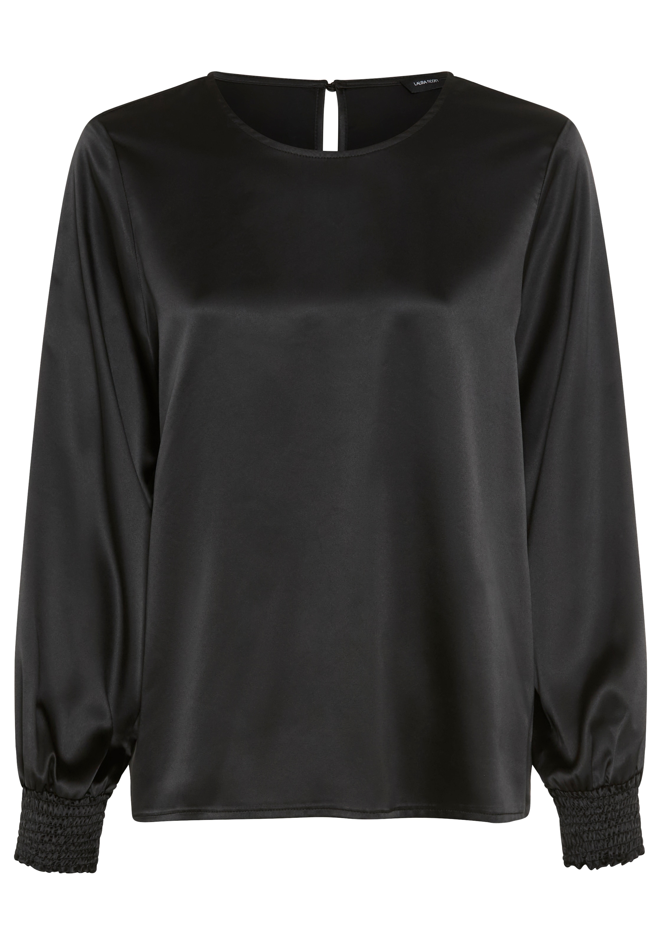 Laura Scott Blouse à enfiler Blouse en satin festive, bord côte élastique aux manches, tissu brillant