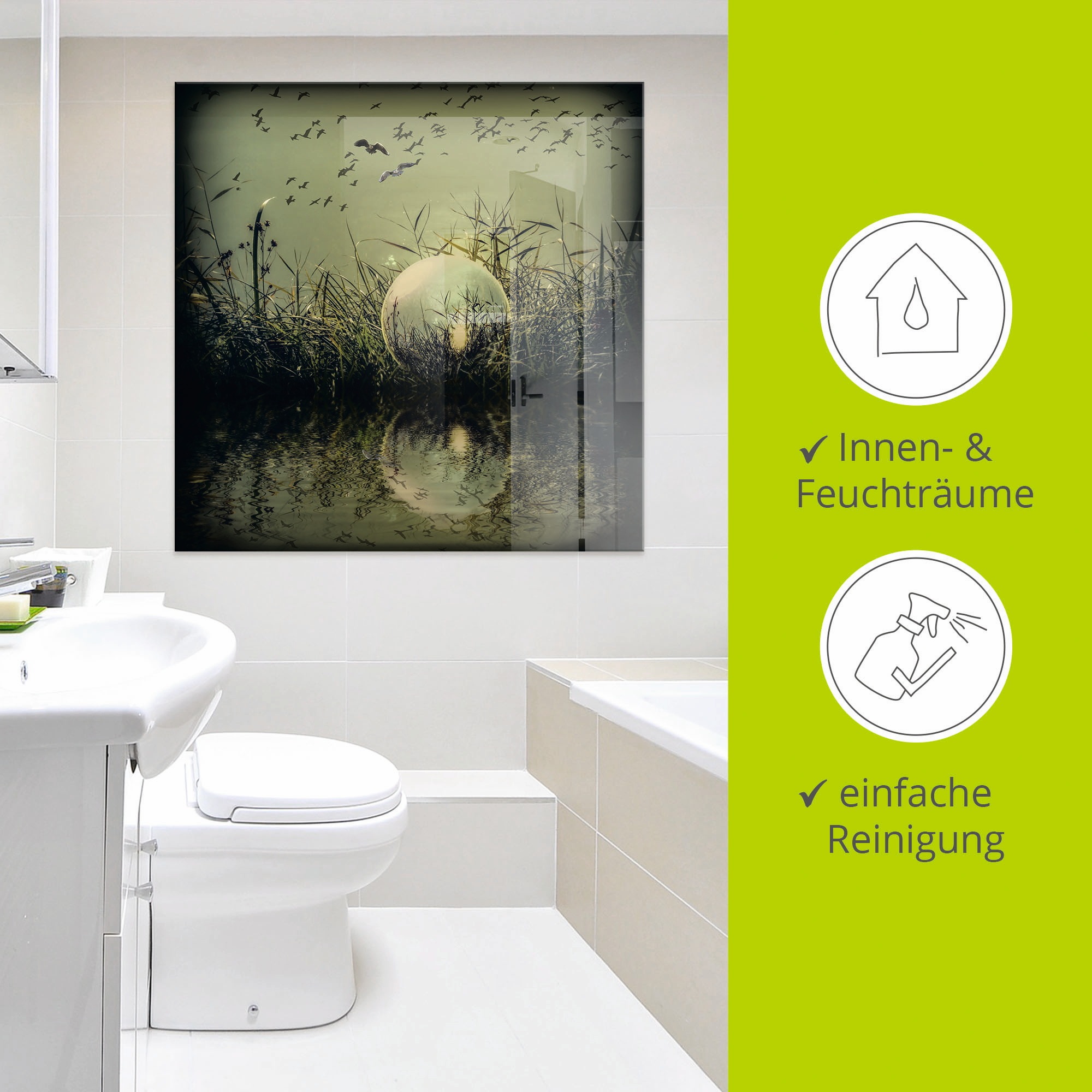 Artland Glasbild »In der Glaskugel - Mystische Au«, Landschaften, (1 St.), in verschiedenen Grössen