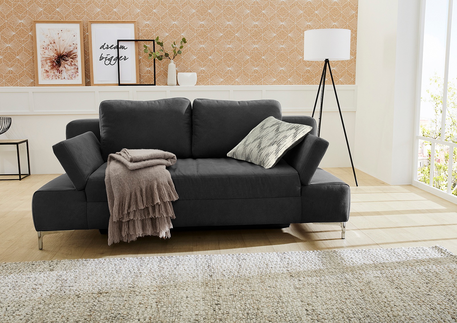 Image of Jockenhöfer Gruppe Schlafsofa "Jano, B: 202 cm, Liegefl. 144x200 cm" mit Bettfunktion, Bettkasten, Armteilverstellung & 1 Zierkissen