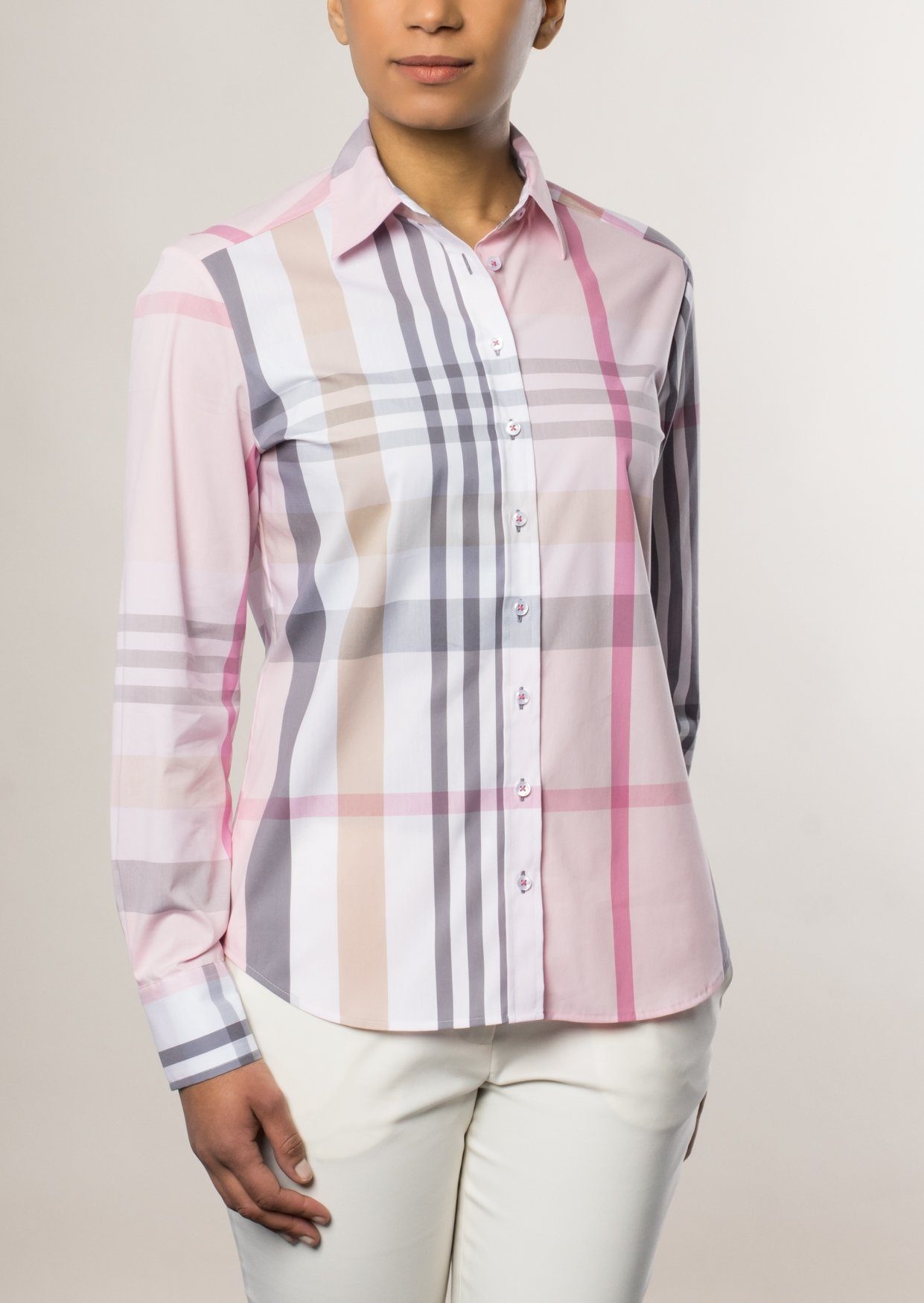 1/1-Arm Bluse COMFORT FIT kariert