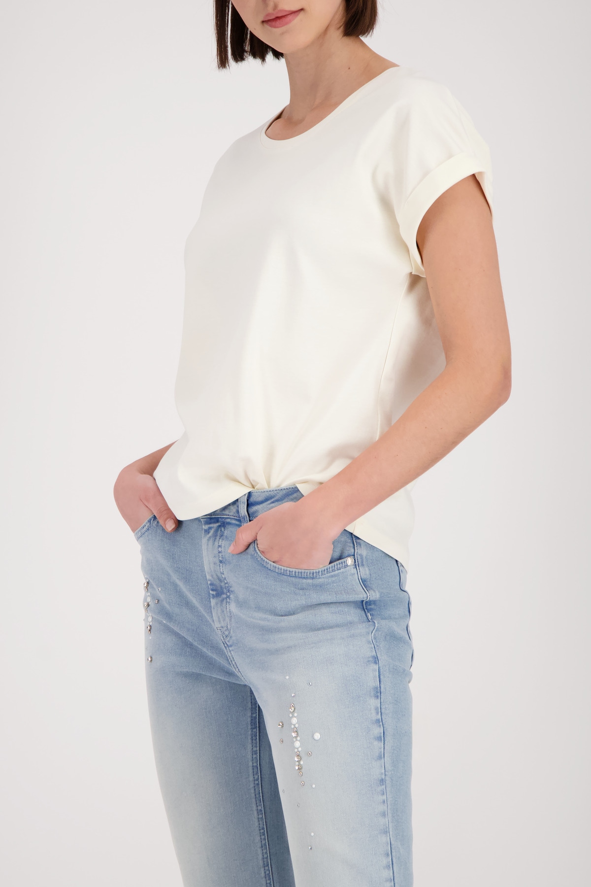 Monari T-shirt »Shirt Basic Pima« Regular fit mit Rückenfalte