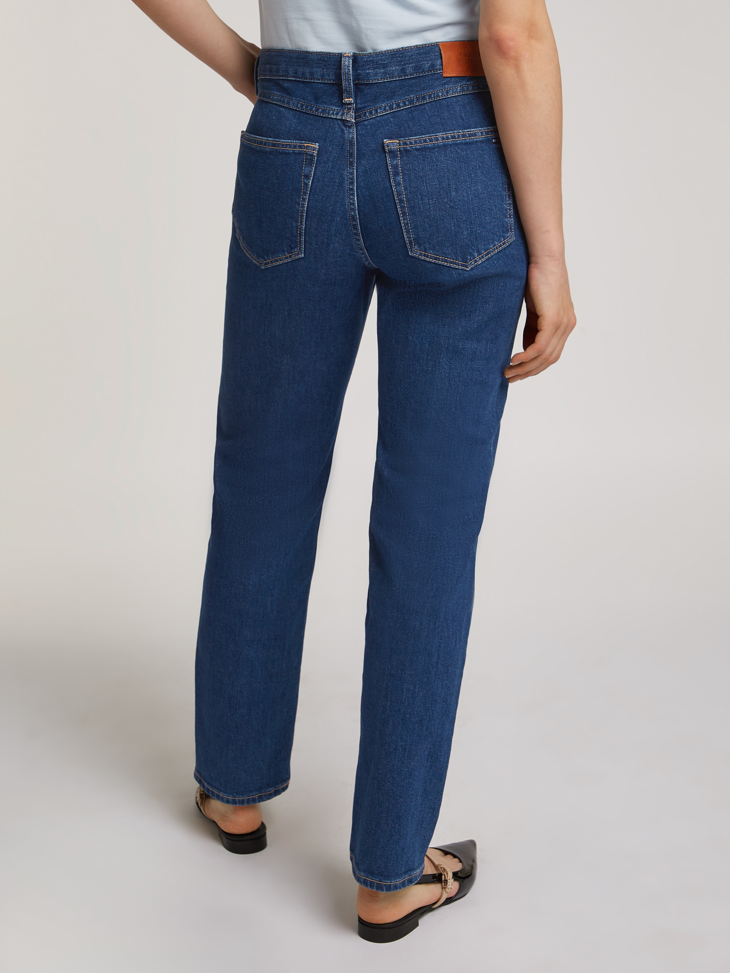 Tommy Hilfiger Straight-Jeans »CLASSIC STRAIGHT RW ECRU«, mit Logo-Badge, in Knöchellänge