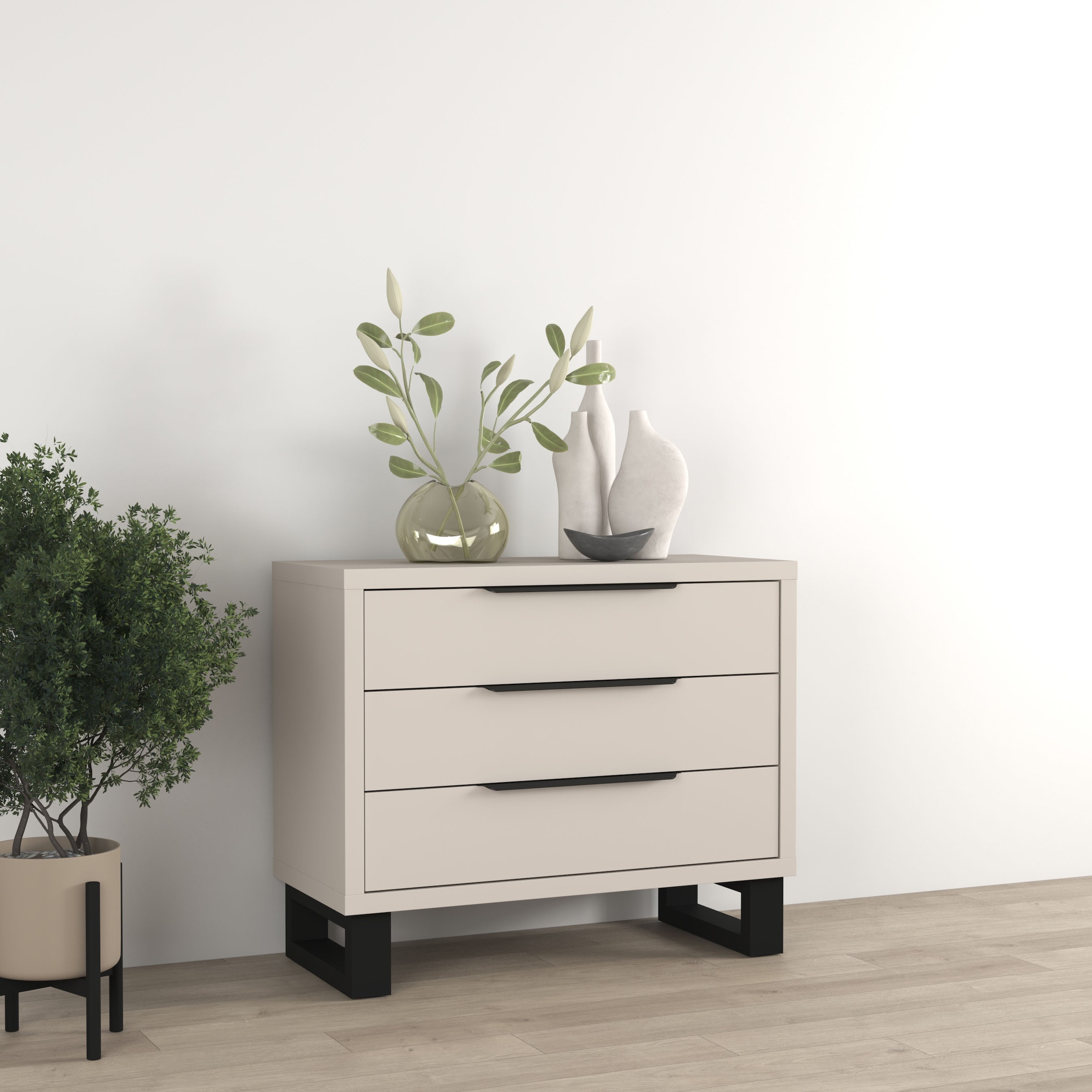 Home affaire Kommode »Bronne,Breite 99,5 cm Schubladenkommode, Sideboard« Sideboard mit viel Stauraum, Schlafzimmerkommode Kufen in Metalloptik