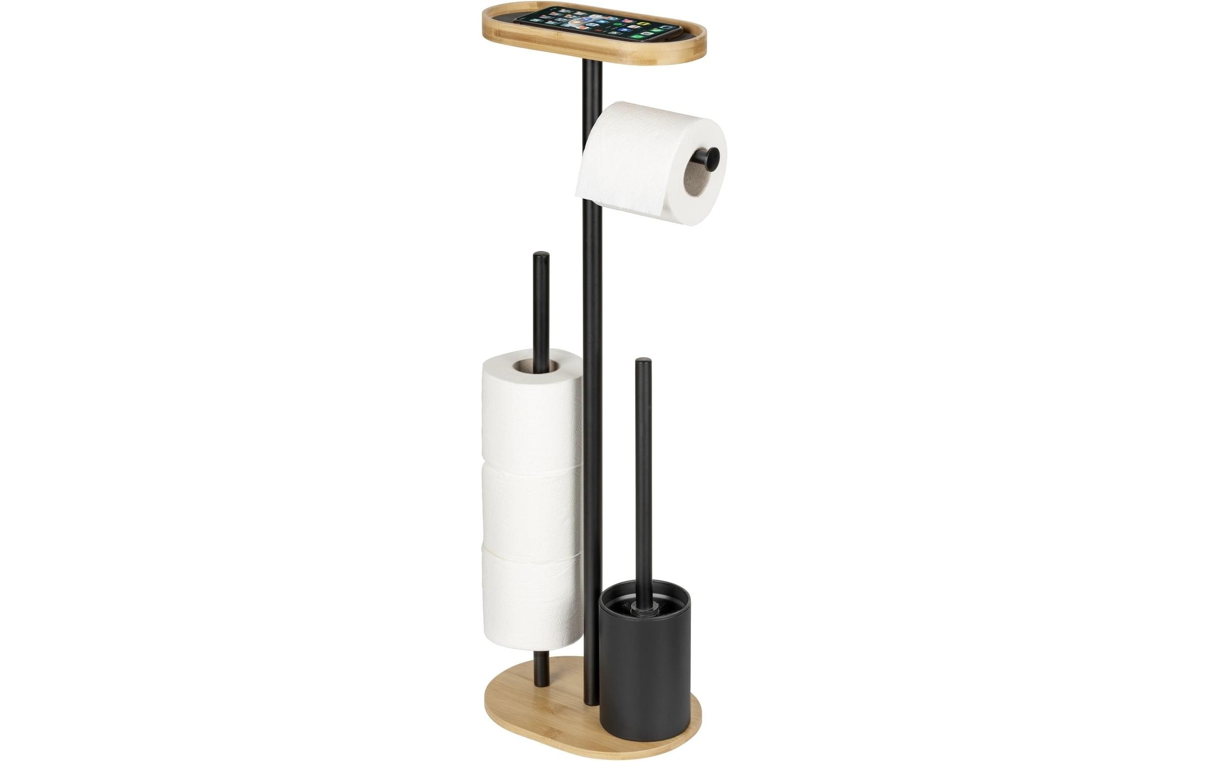 Image of WENKO WC-Garnitur "Pomarolo" aus Bambus Stahl