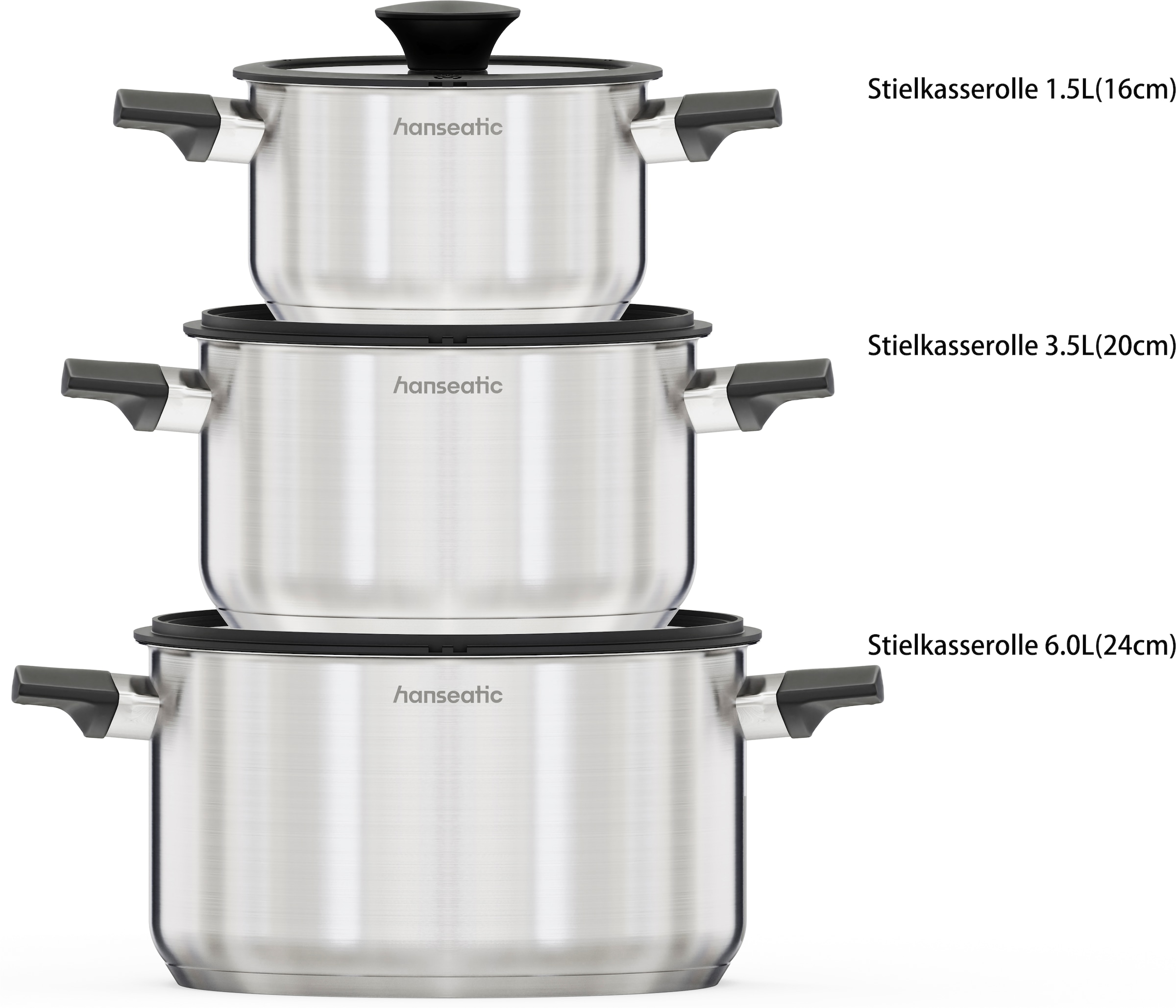 Hanseatic Topf-Set »SMART« Set, 6 tlg. Edelstahl 18/10