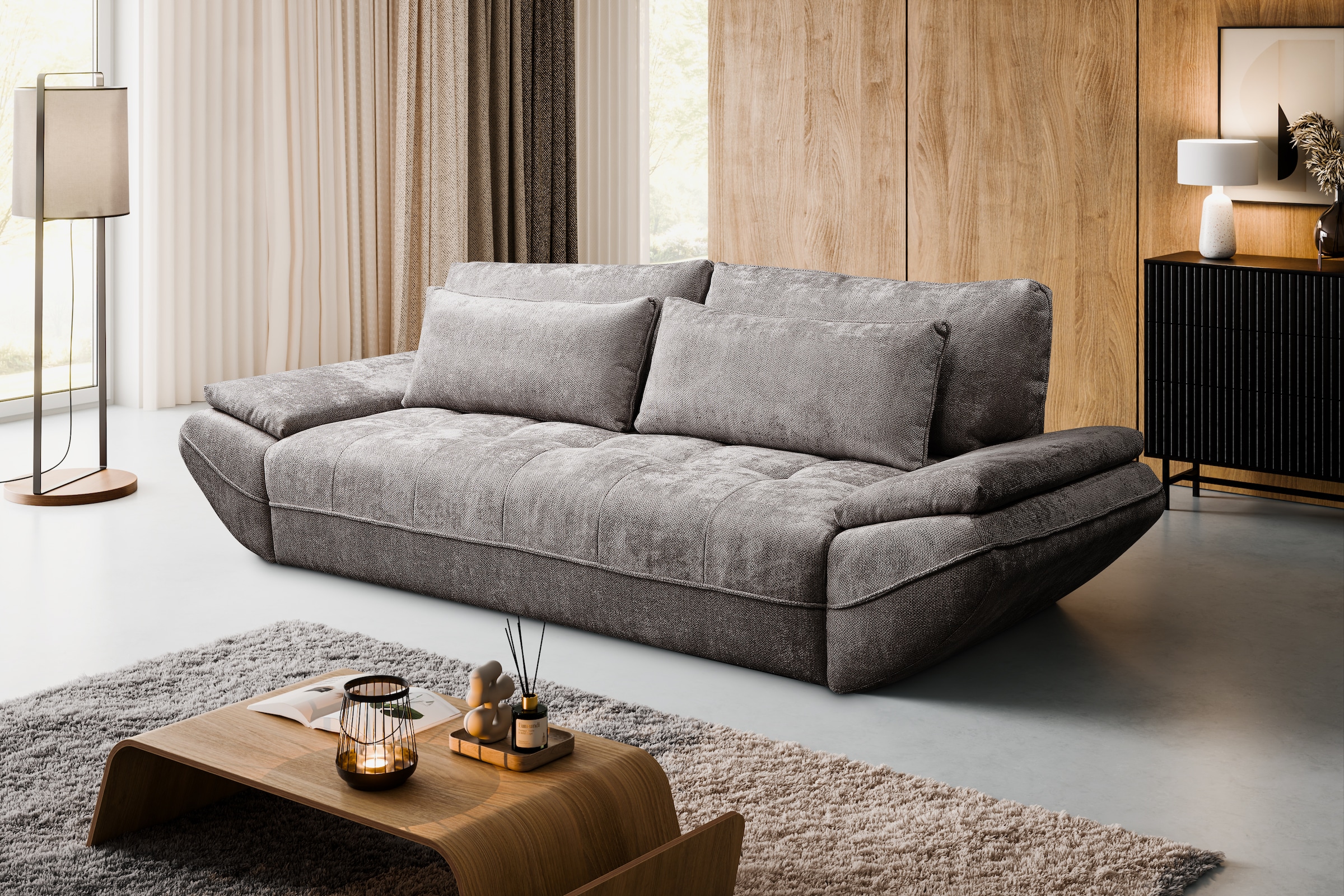 exxpo - sofa fashion Canapé Big incl. fonction lit et coffre, grand confort d'assise, matelassage sur l'assise