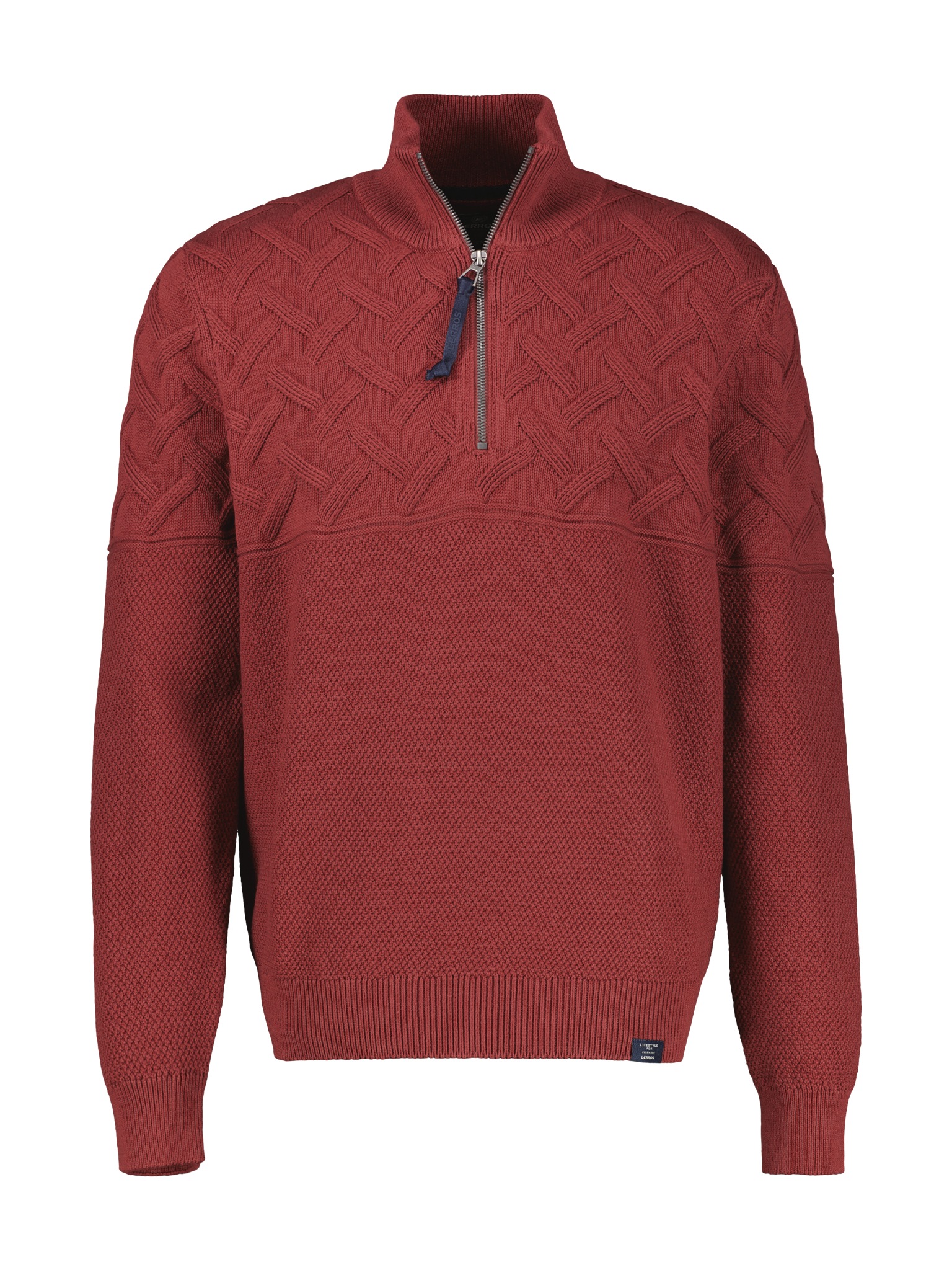 LERROS Pull en tricot mit Zipper und Stehkragen, Jacquard-Struktur